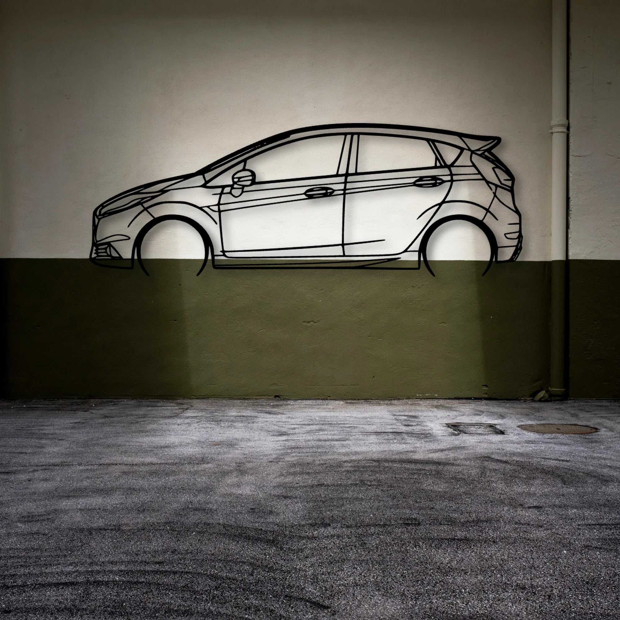 Fiesta ST 2017 Classic Silhouette Metal Wall Art - Automotive Garage Decor