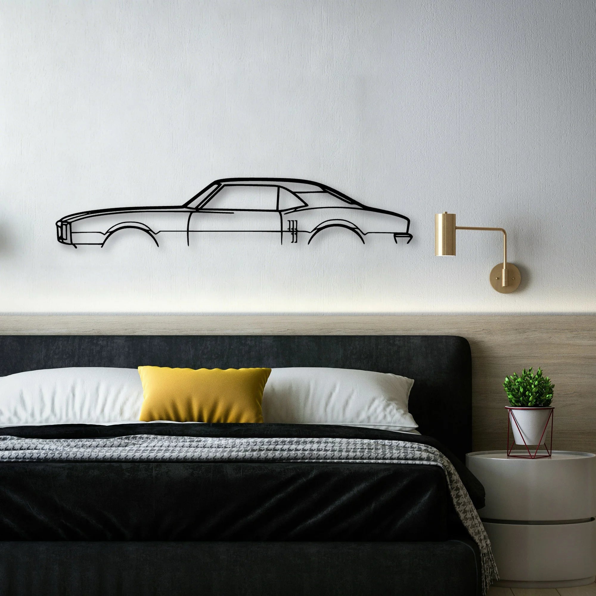 Firebird 1968 2 Classic Silhouette Metal Wall Art - Automotive Garage Decor