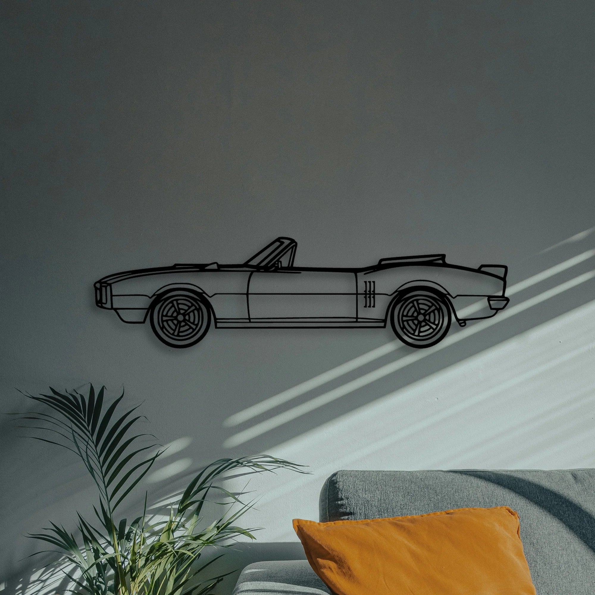 Firebird Convertible Classic Silhouette Metal Wall Art - Automotive Garage Decor