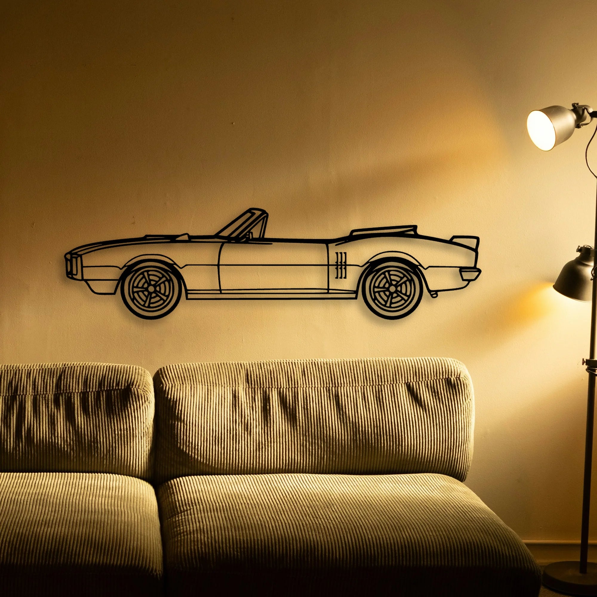 Firebird Convertible Classic Silhouette Metal Wall Art - Automotive Garage Decor