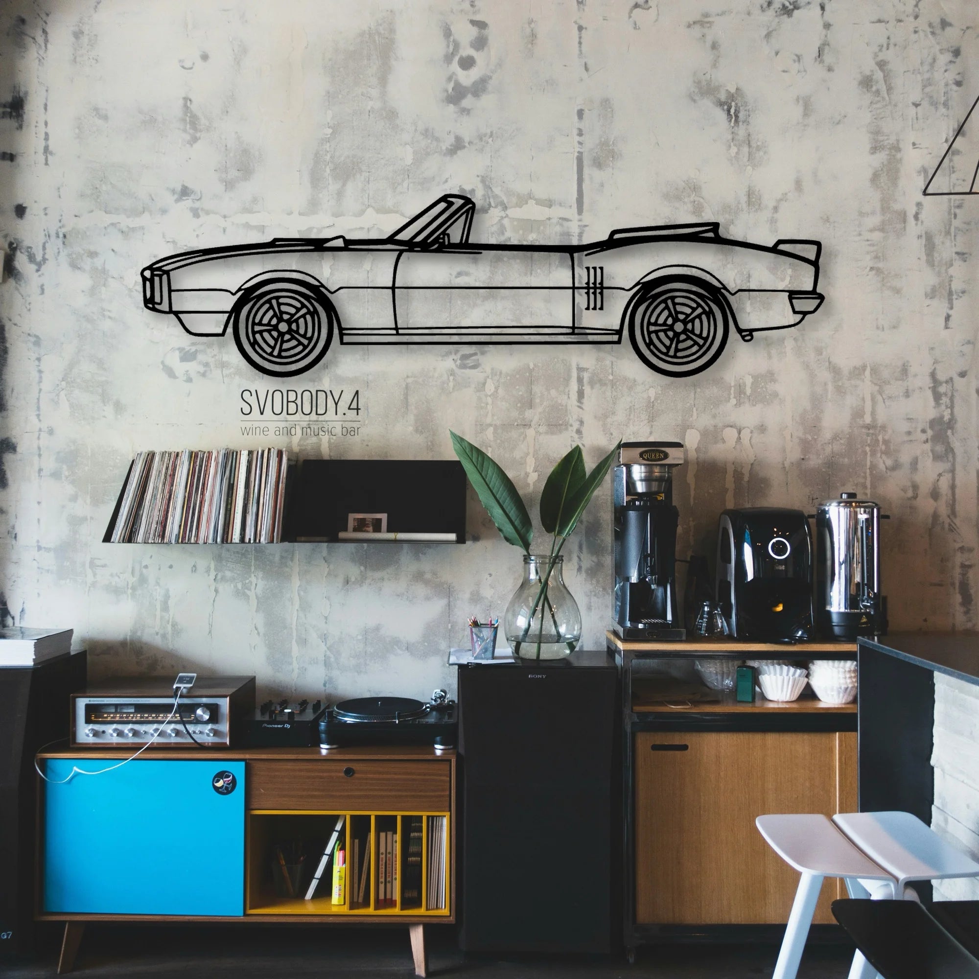 Firebird Convertible Classic Silhouette Metal Wall Art - Automotive Garage Decor