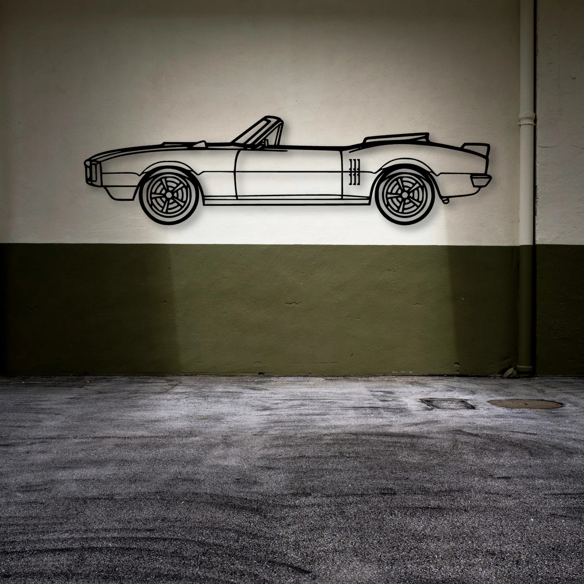 Firebird Convertible Classic Silhouette Metal Wall Art - Automotive Garage Decor