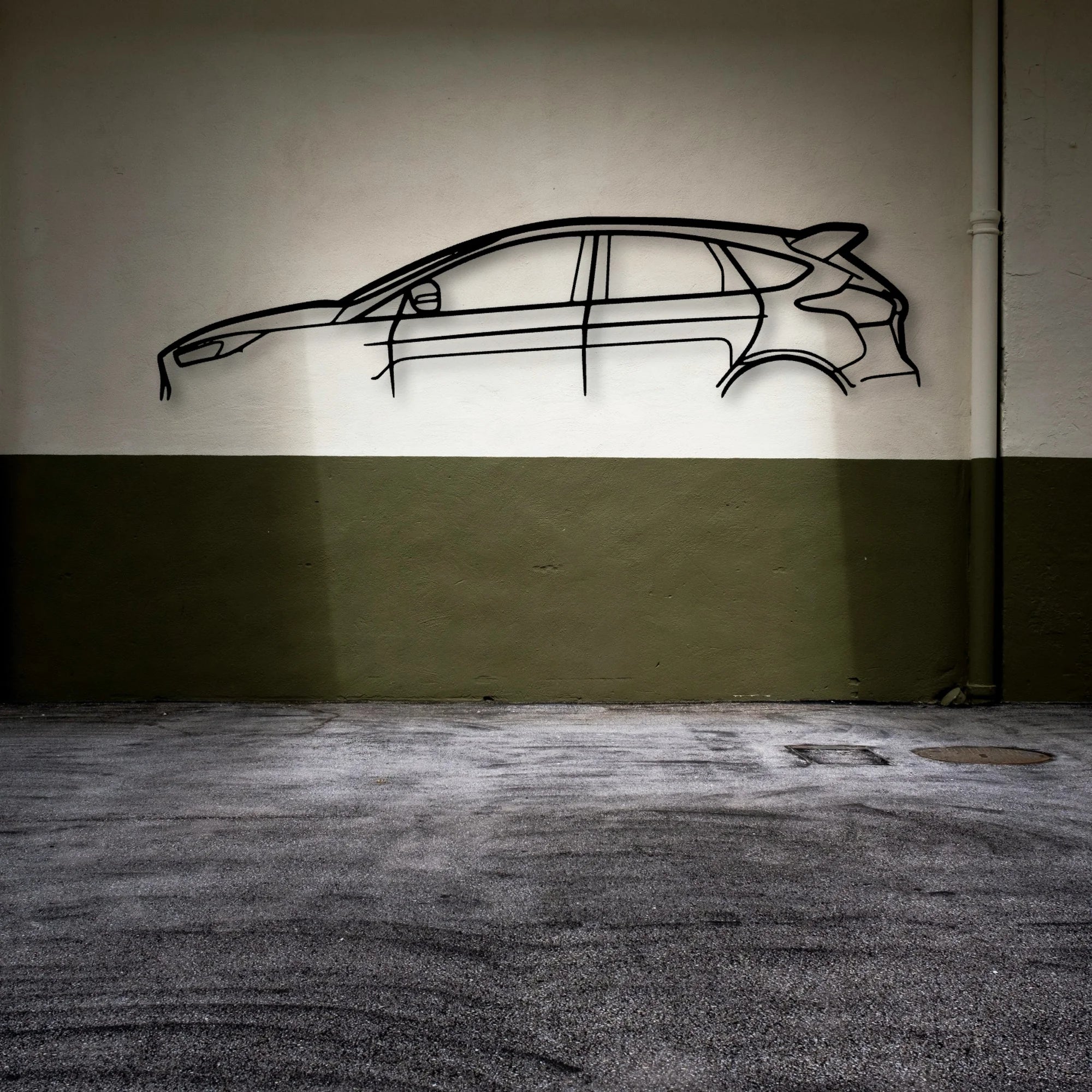 Focus RS Classic Silhouette Metal Wall Art - Automotive Garage Decor