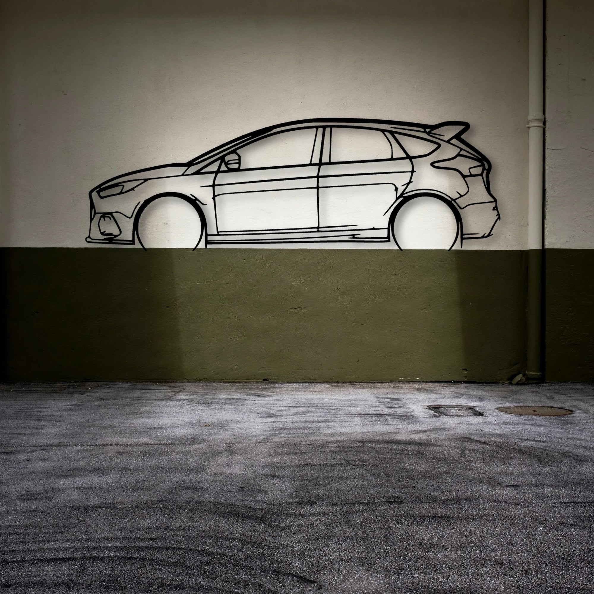 Focus RS 3 Classic Silhouette Metal Wall Art - Automotive Garage Decor
