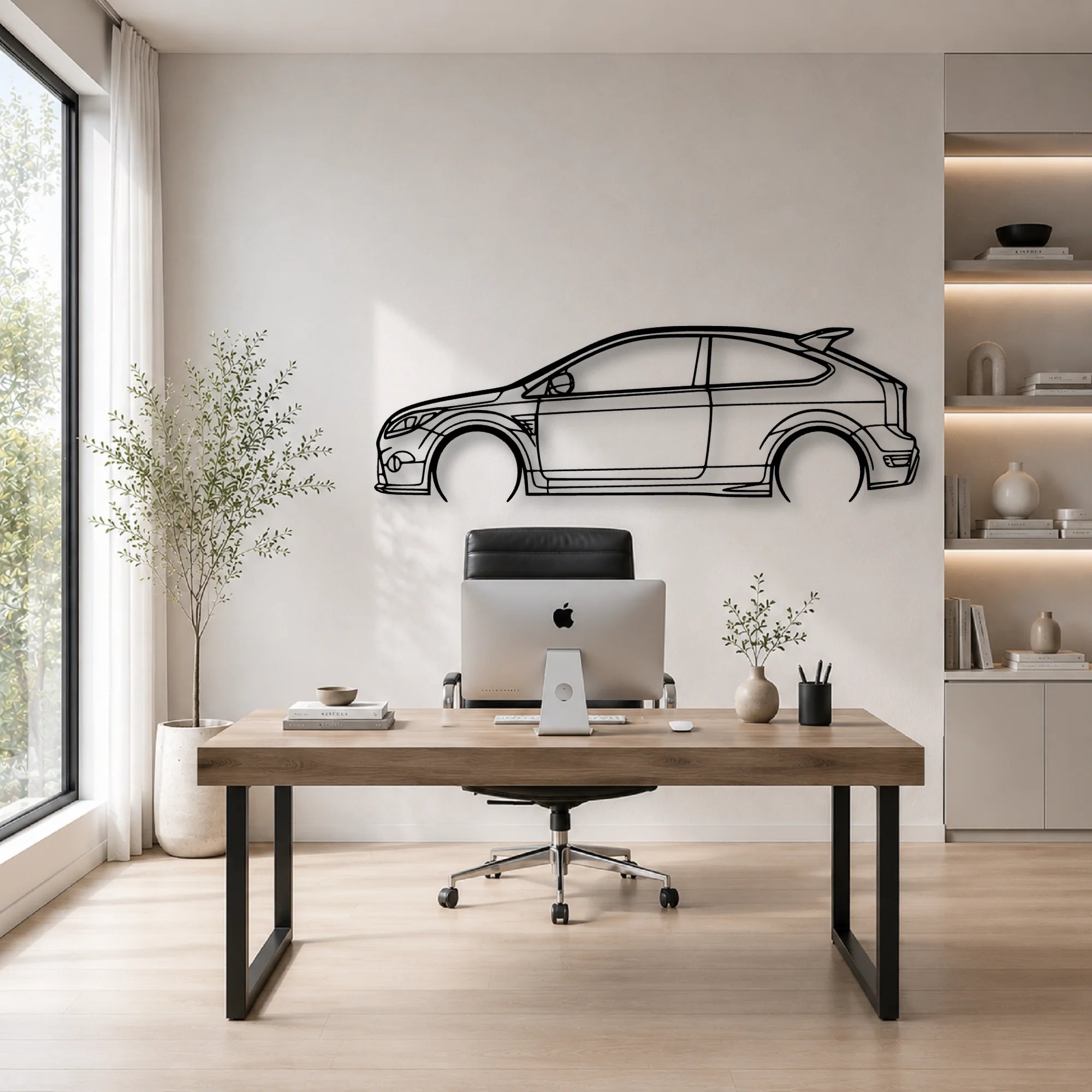 Focus RS LV Classic Silhouette Metal Wall Art - Automotive Garage Decor