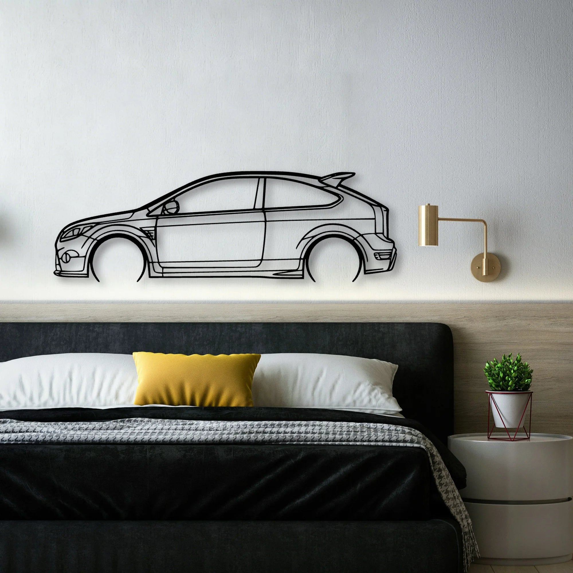 Focus RS LV Classic Silhouette Metal Wall Art - Automotive Garage Decor