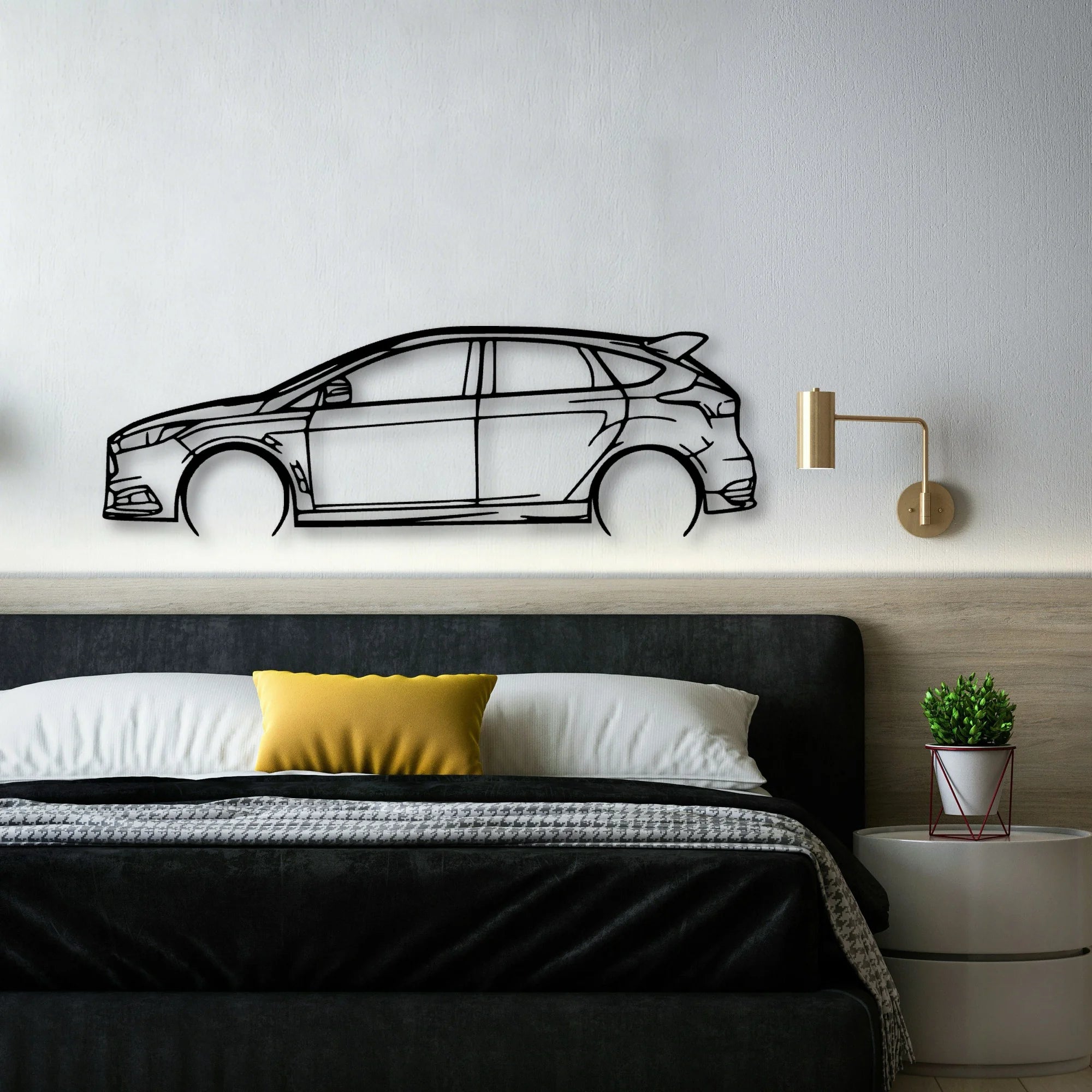 Focus ST 2016 Classic Silhouette Metal Wall Art - Automotive Garage Decor