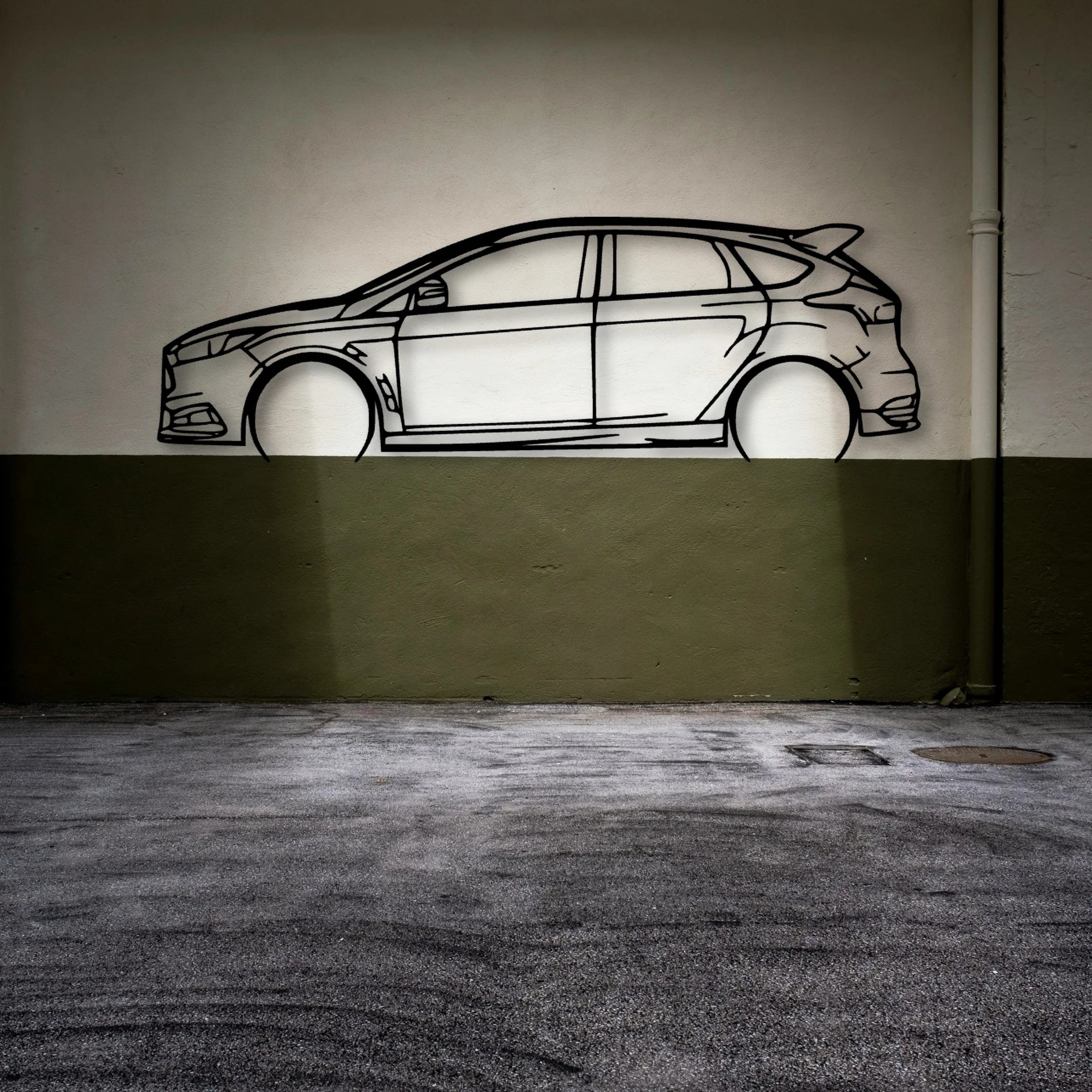Focus ST 2016 Classic Silhouette Metal Wall Art - Automotive Garage Decor