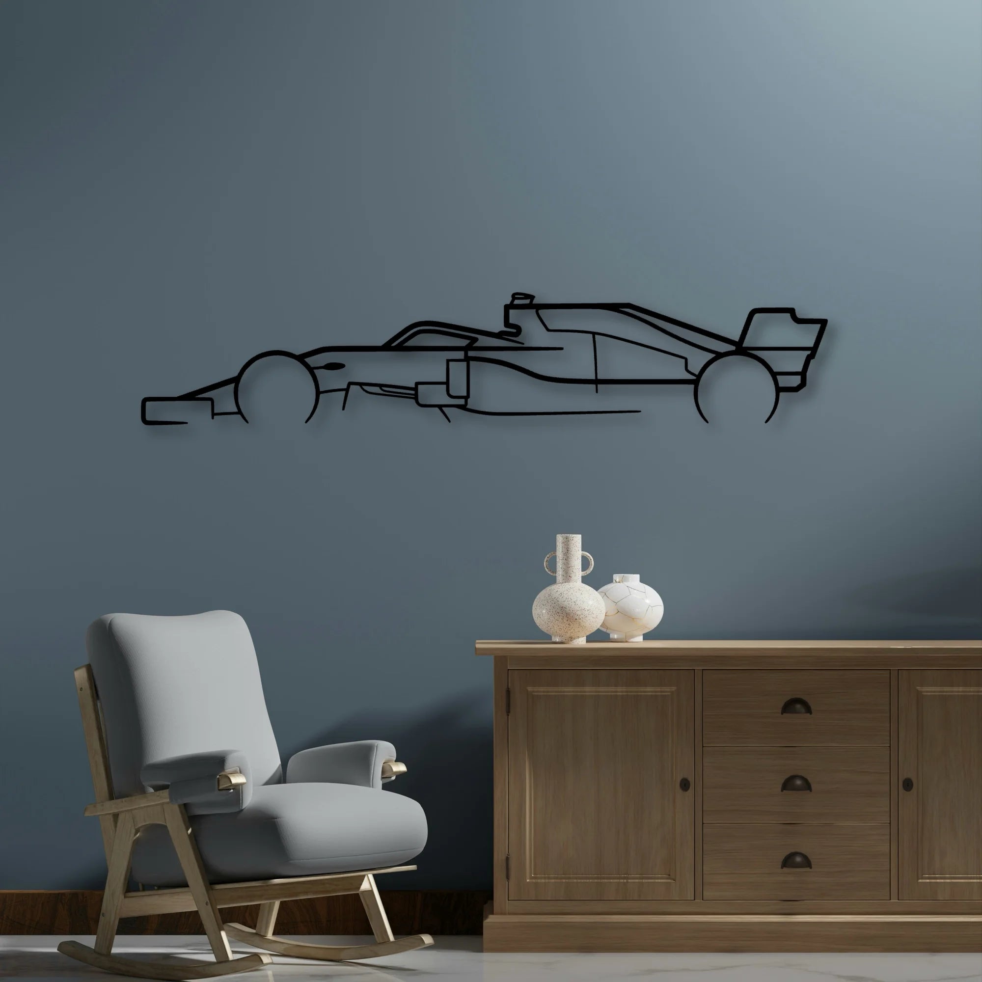 Formula One F1 Classic Silhouette Metal Wall Art - Automotive Garage Decor