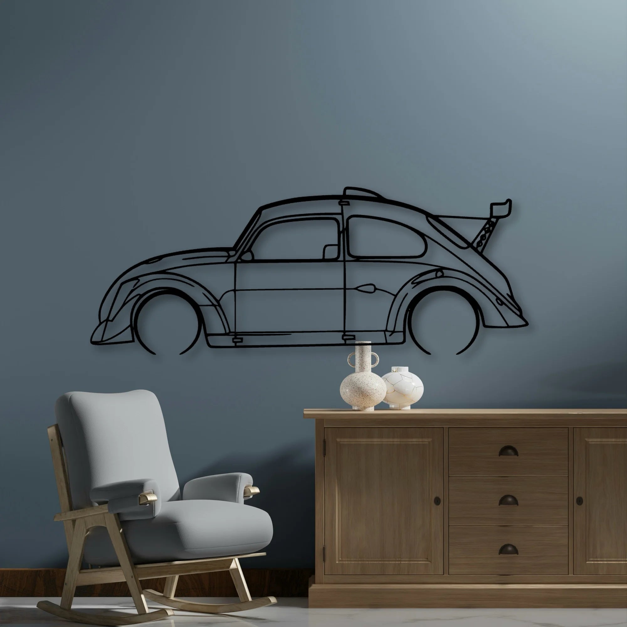 Fun Cup Classic Silhouette Metal Wall Art - Automotive Garage Decor
