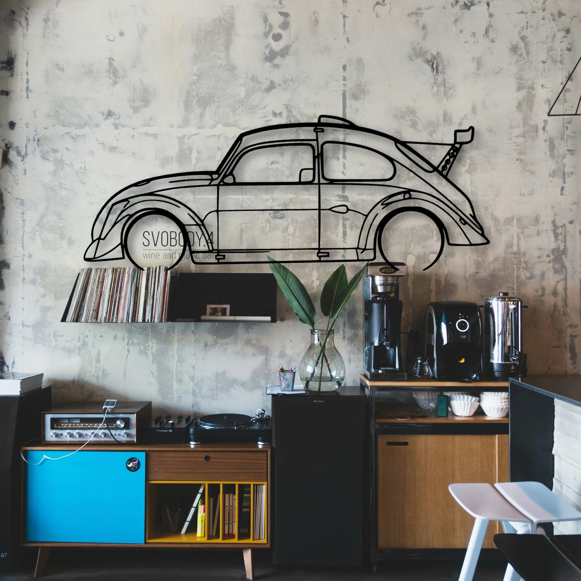 Fun Cup Classic Silhouette Metal Wall Art - Automotive Garage Decor
