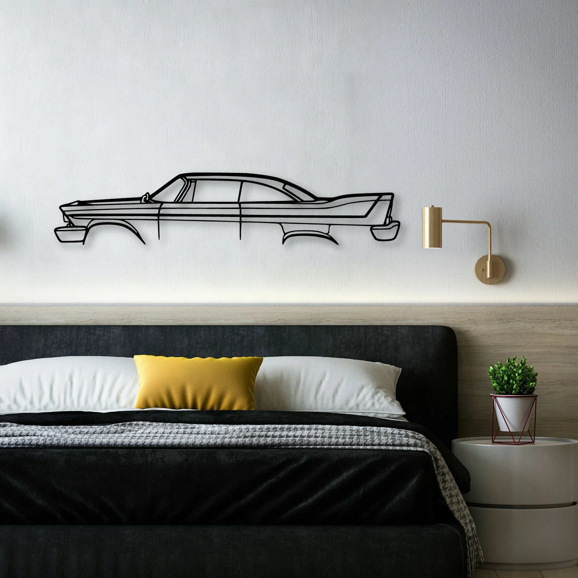 Fury 1958 Classic Silhouette Metal Wall Art - Automotive Garage Decor