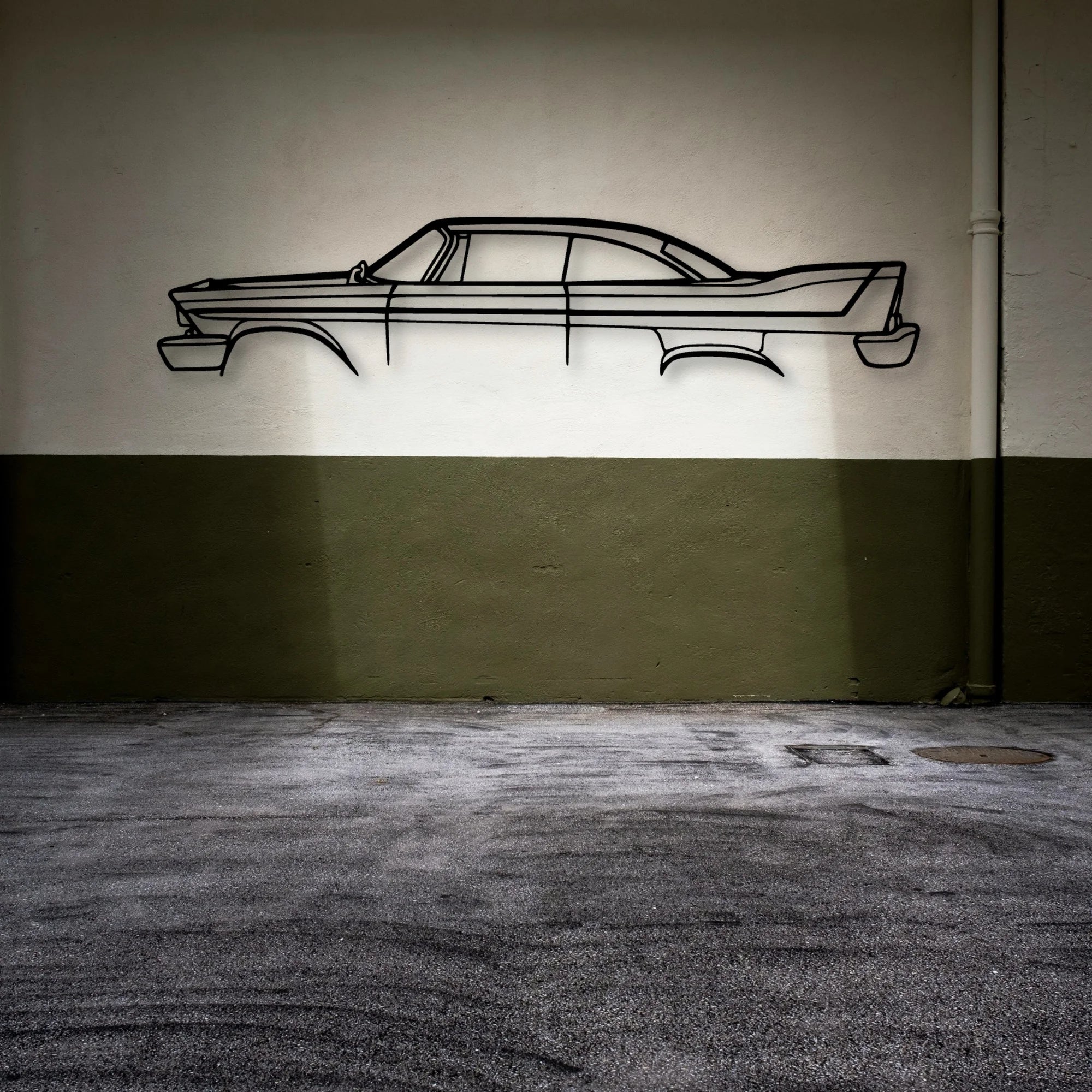 Fury 1958 Classic Silhouette Metal Wall Art - Automotive Garage Decor