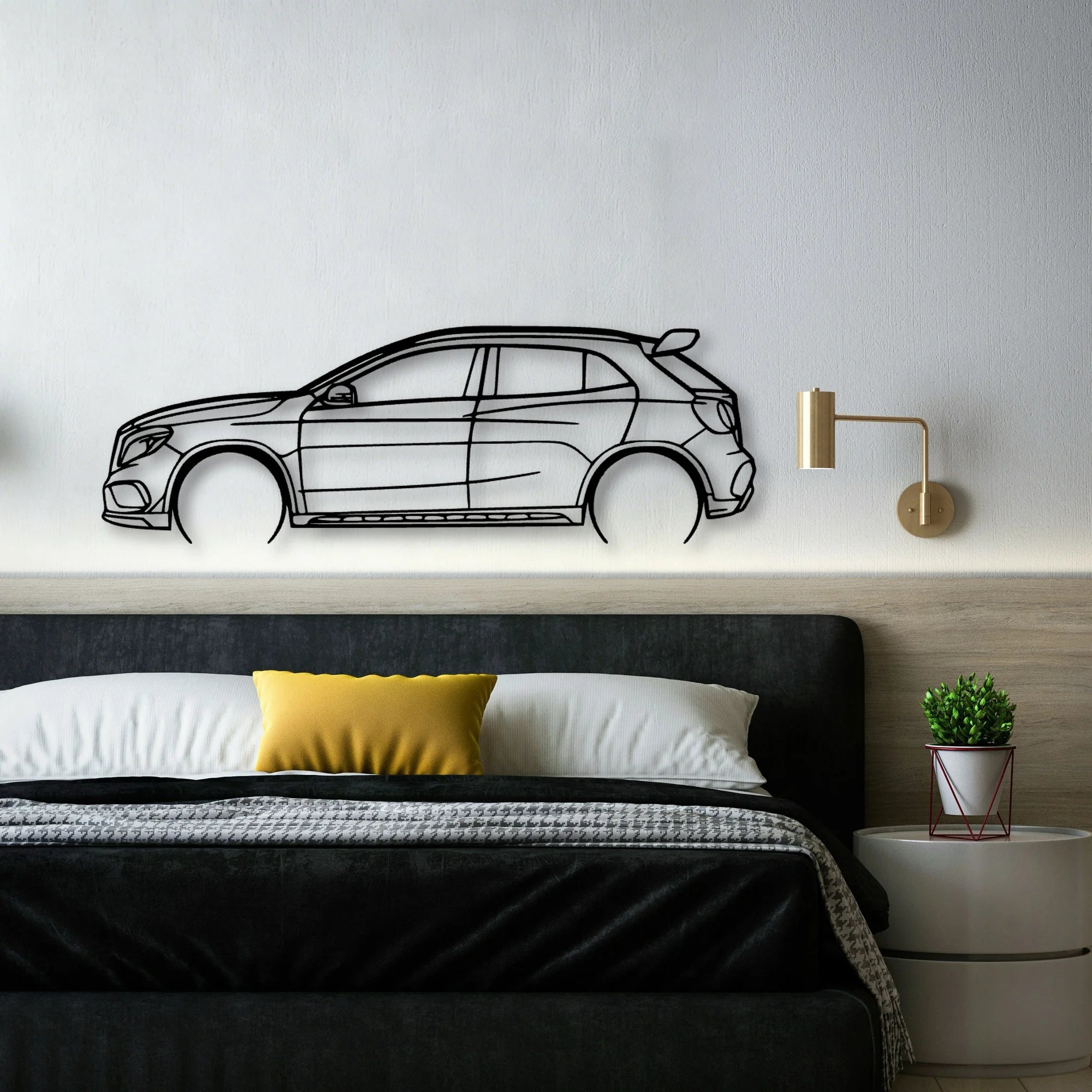 GLA45 Classic Silhouette Metal Wall Art - Automotive Garage Decor