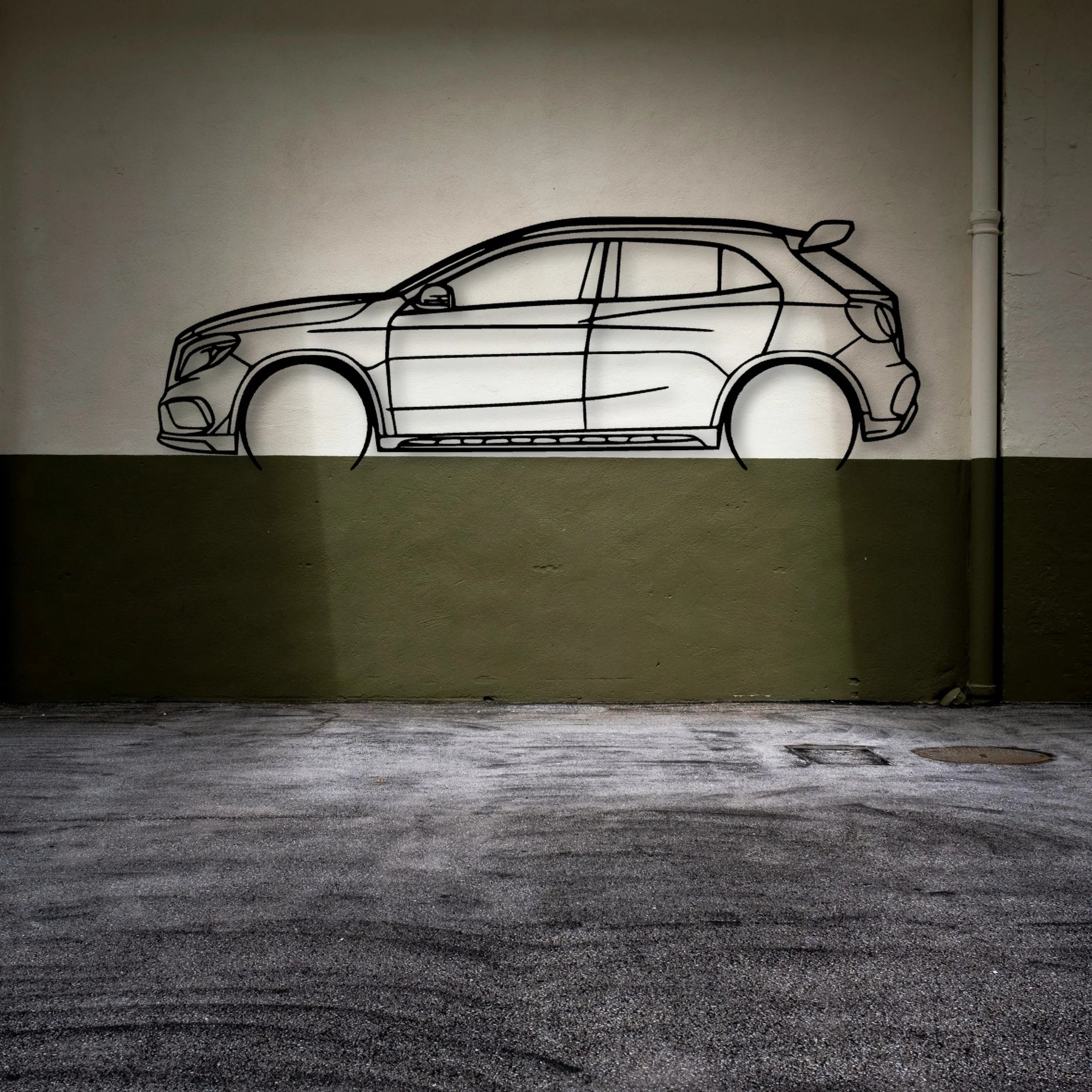 GLA45 Classic Silhouette Metal Wall Art - Automotive Garage Decor