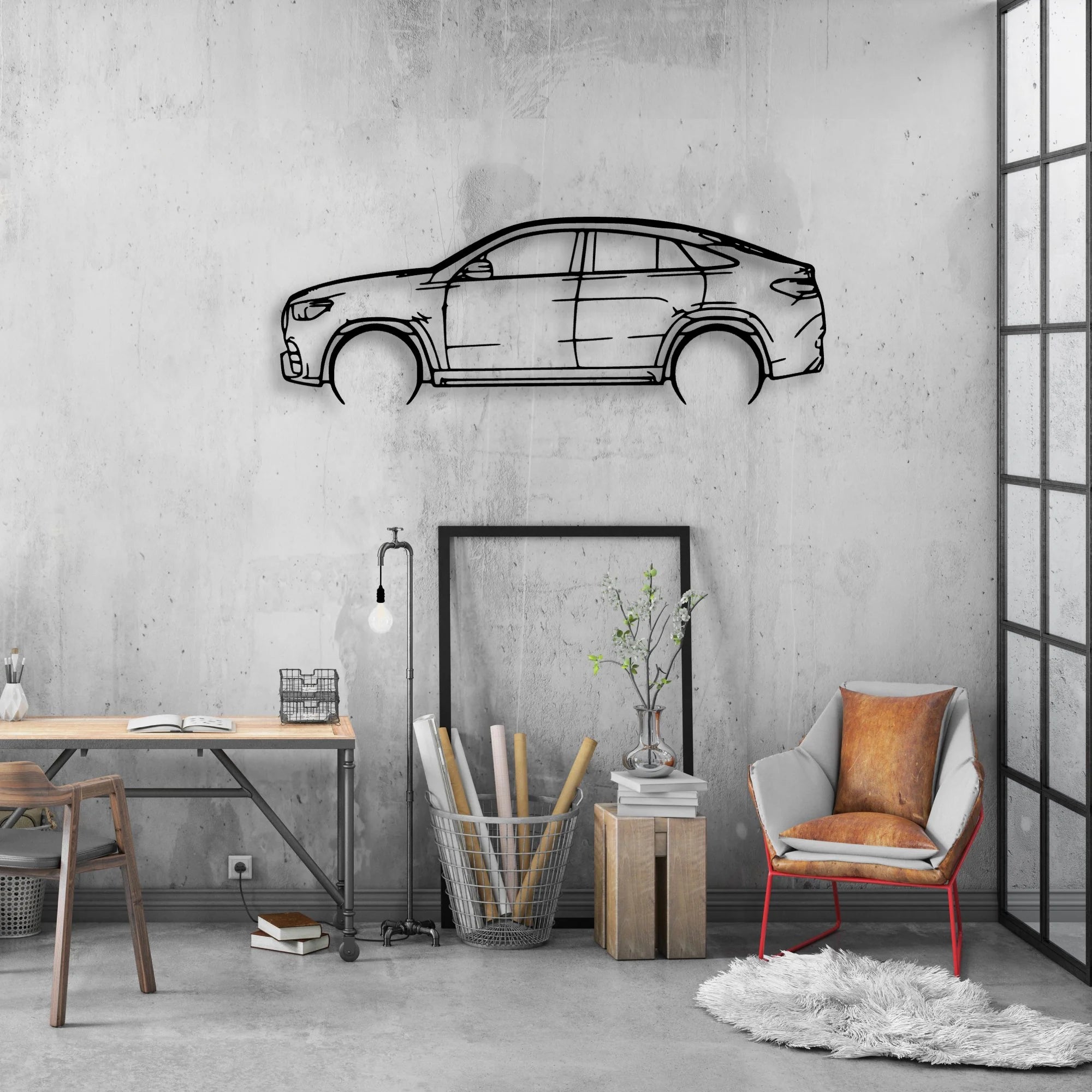 GLE 2021 Classic Silhouette Metal Wall Art - Automotive Garage Decor