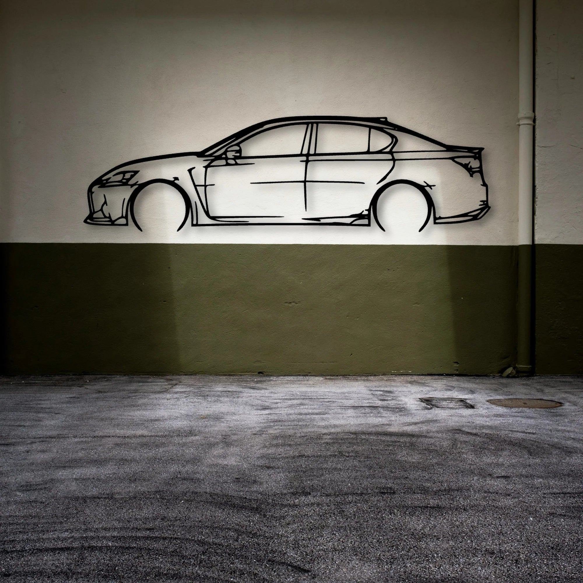 GS F 2016 Classic Silhouette Metal Wall Art - Automotive Garage Decor