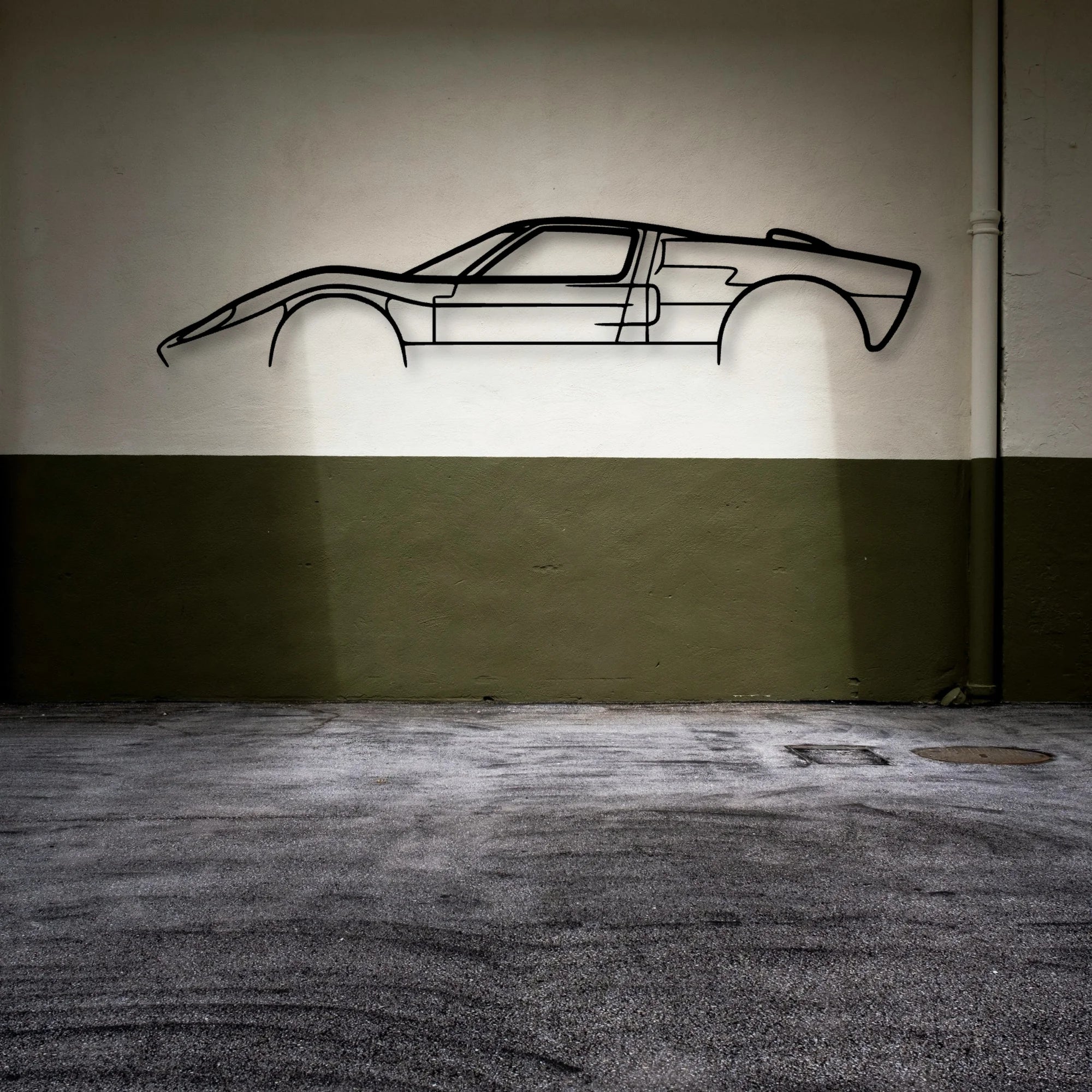 GT 40 Classic Silhouette Metal Wall Art - Automotive Garage Decor