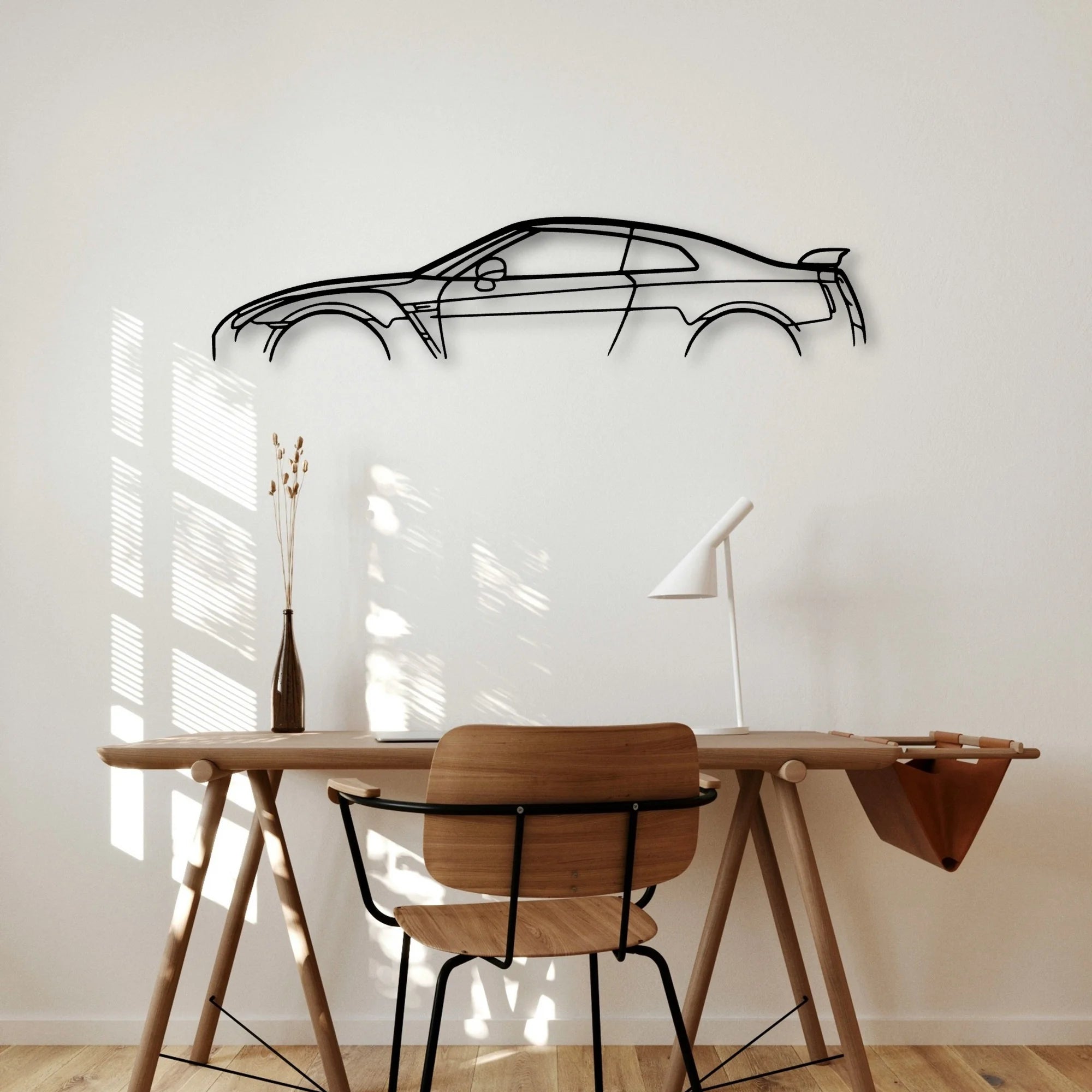GT R R35 Classic Silhouette Metal Wall Art - Automotive Garage Decor