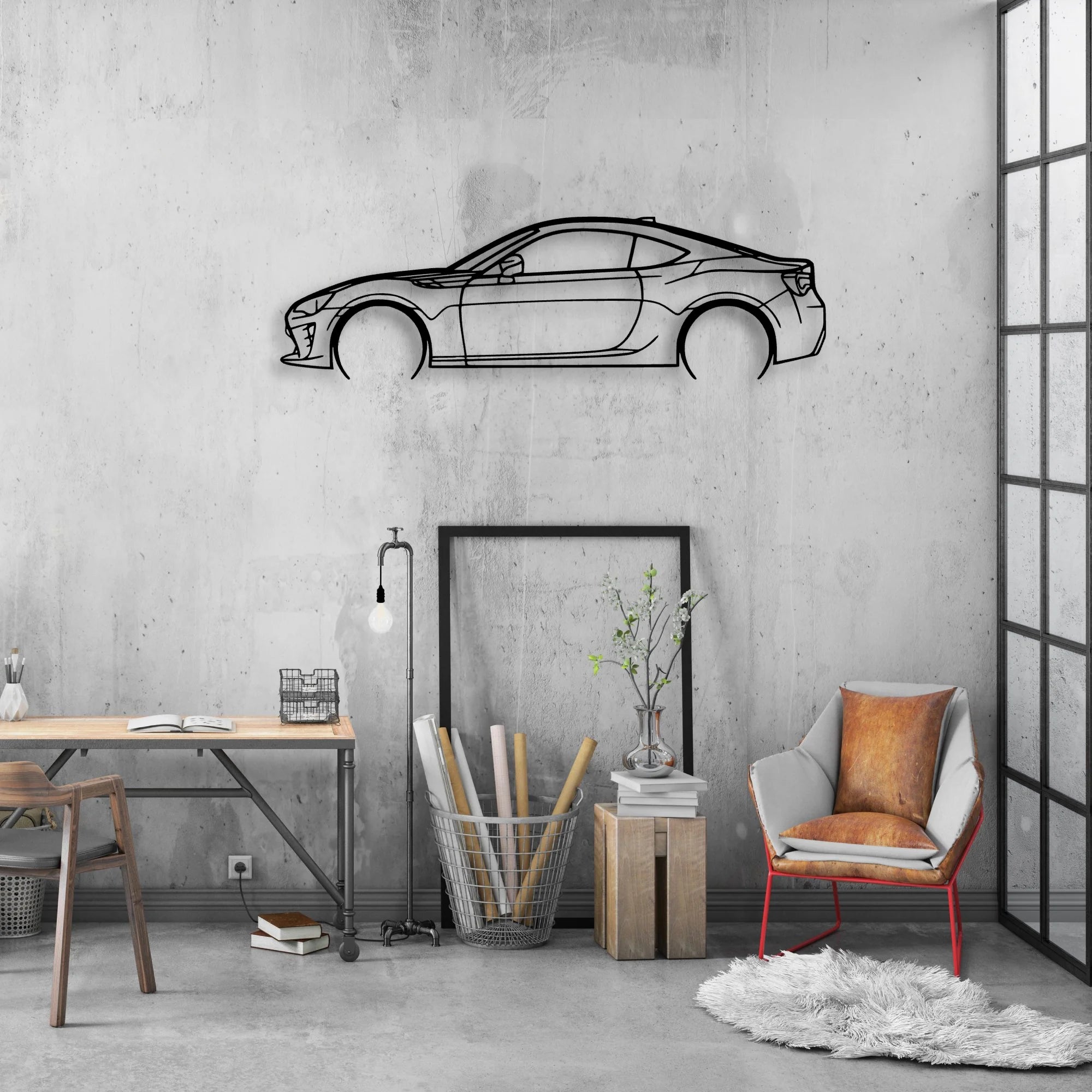 GT86 2017 Classic Silhouette Metal Wall Art - Automotive Garage Decor