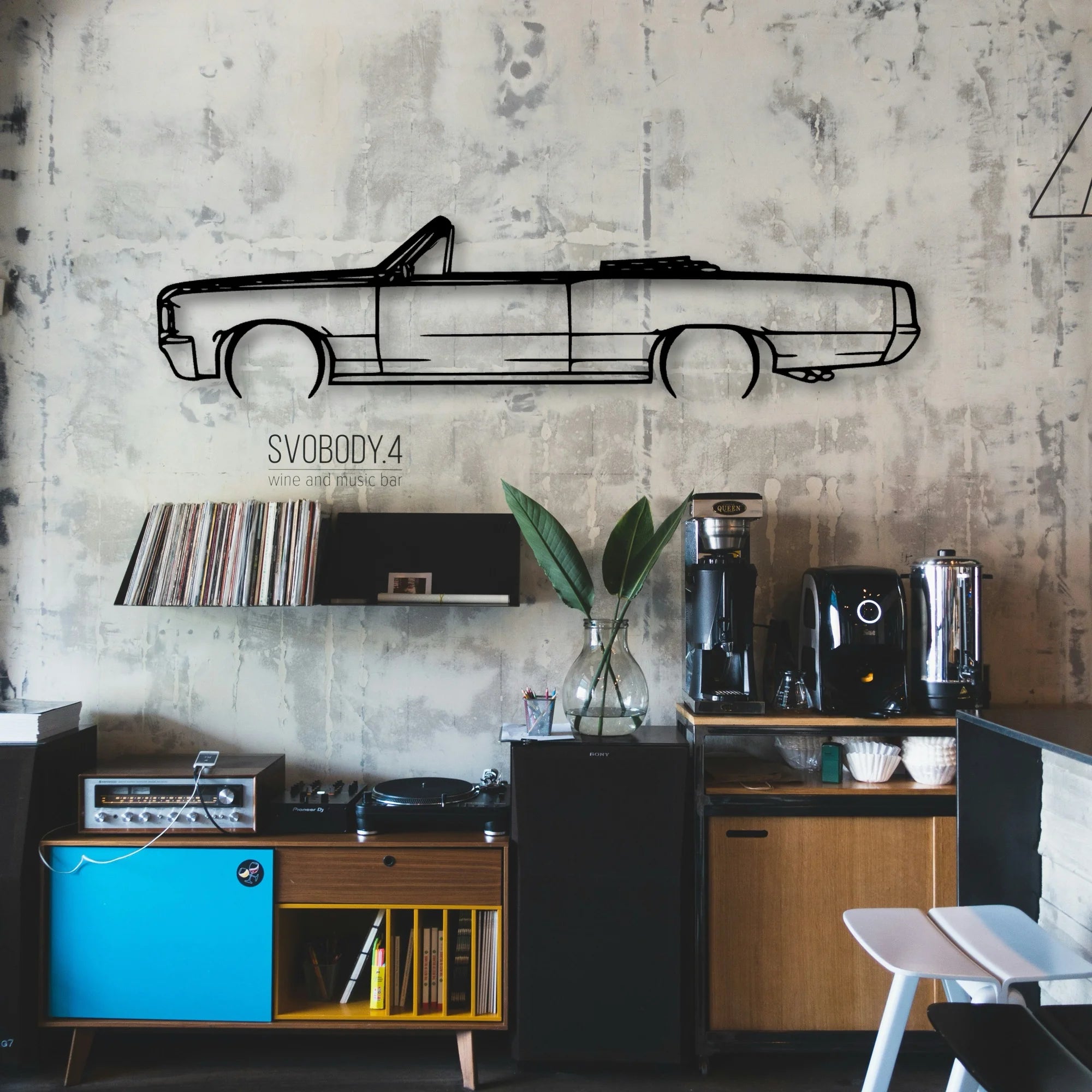 GTO Cabrio 1964 Classic Silhouette Metal Wall Art - Automotive Garage Decor