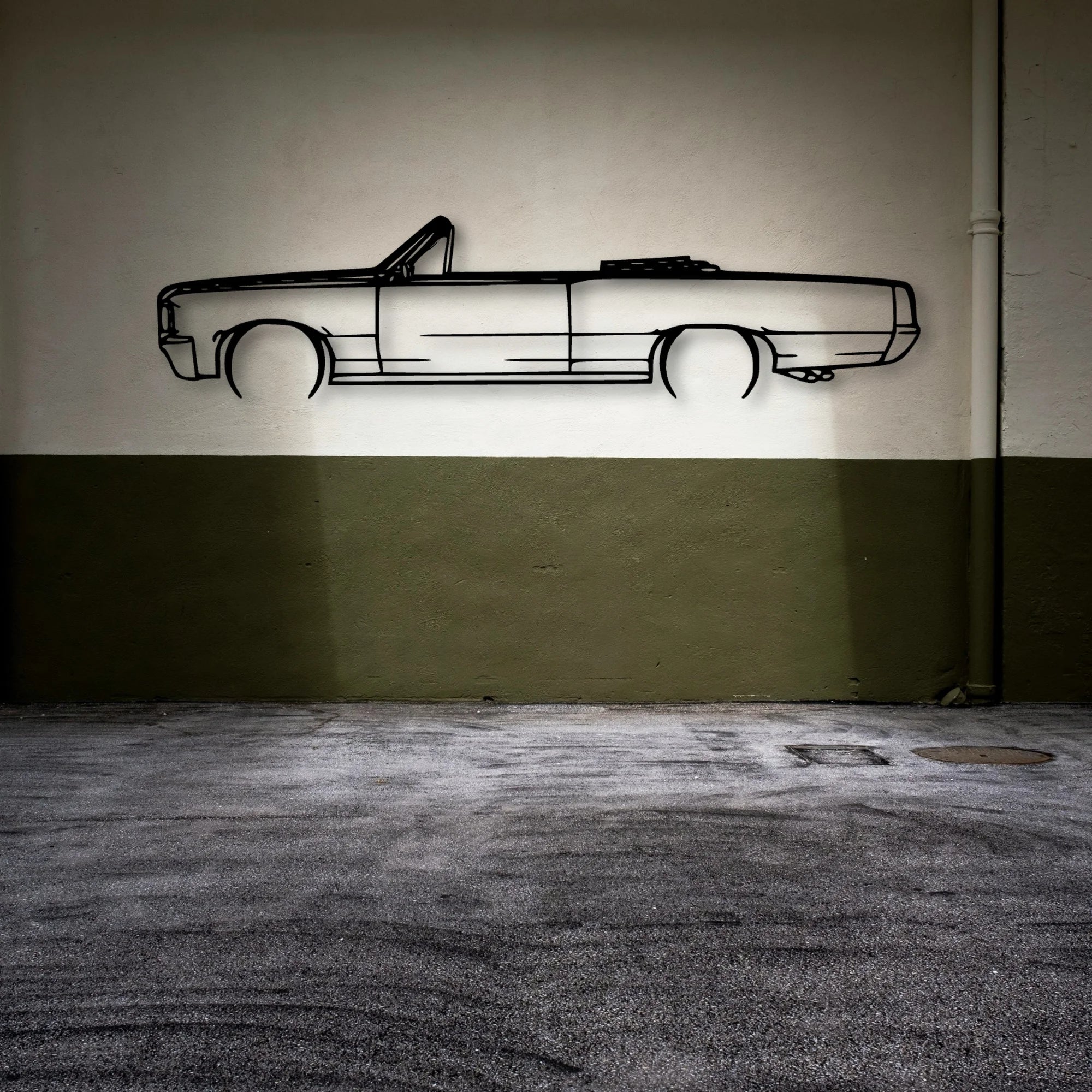 GTO Cabrio 1964 Classic Silhouette Metal Wall Art - Automotive Garage Decor