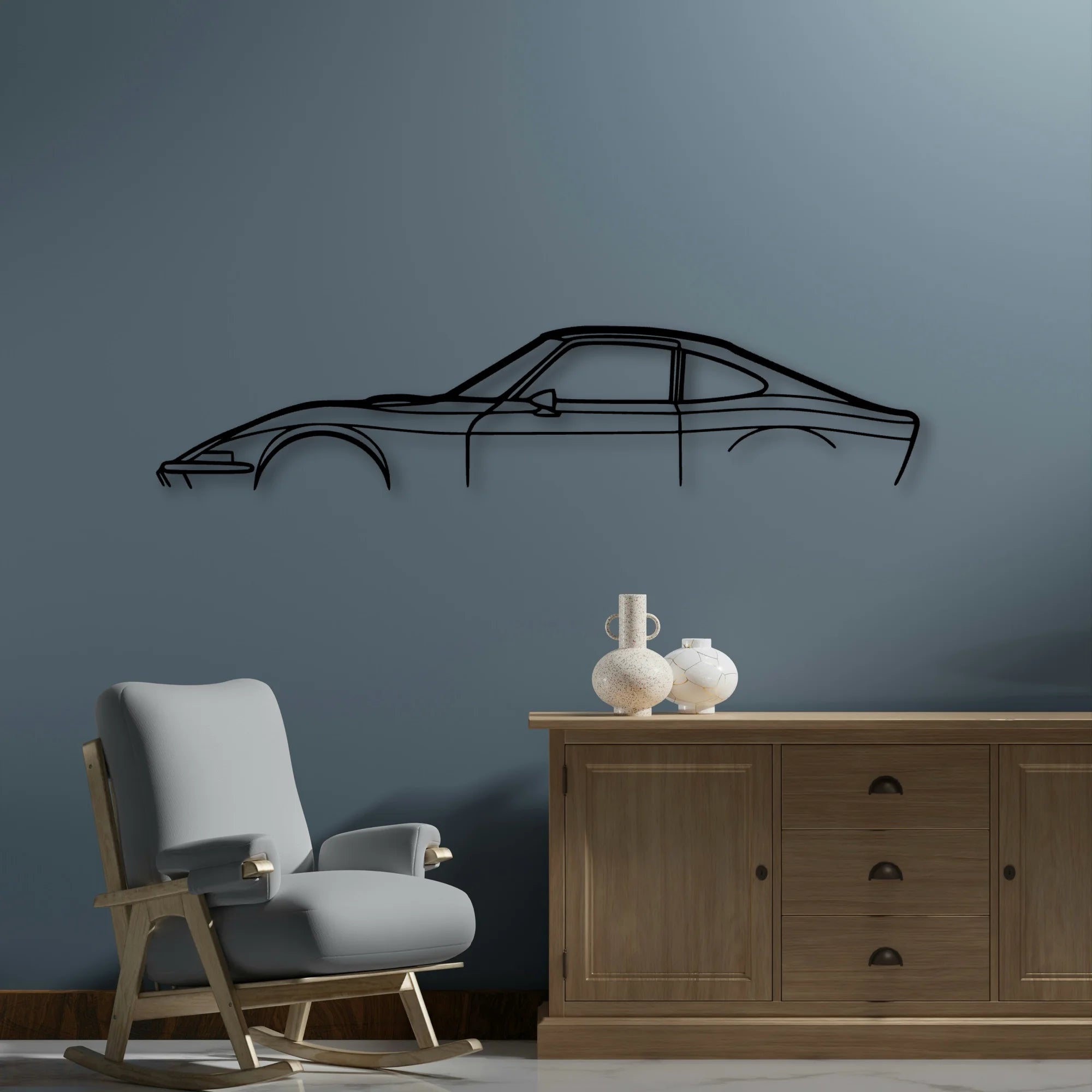 GT 1970 2 Classic Silhouette Metal Wall Art - Automotive Garage Decor