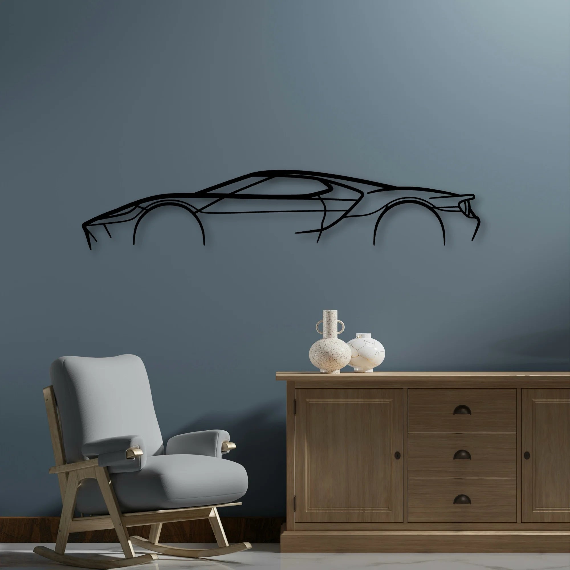 GT MK2 2 Classic Silhouette Metal Wall Art - Automotive Garage Decor