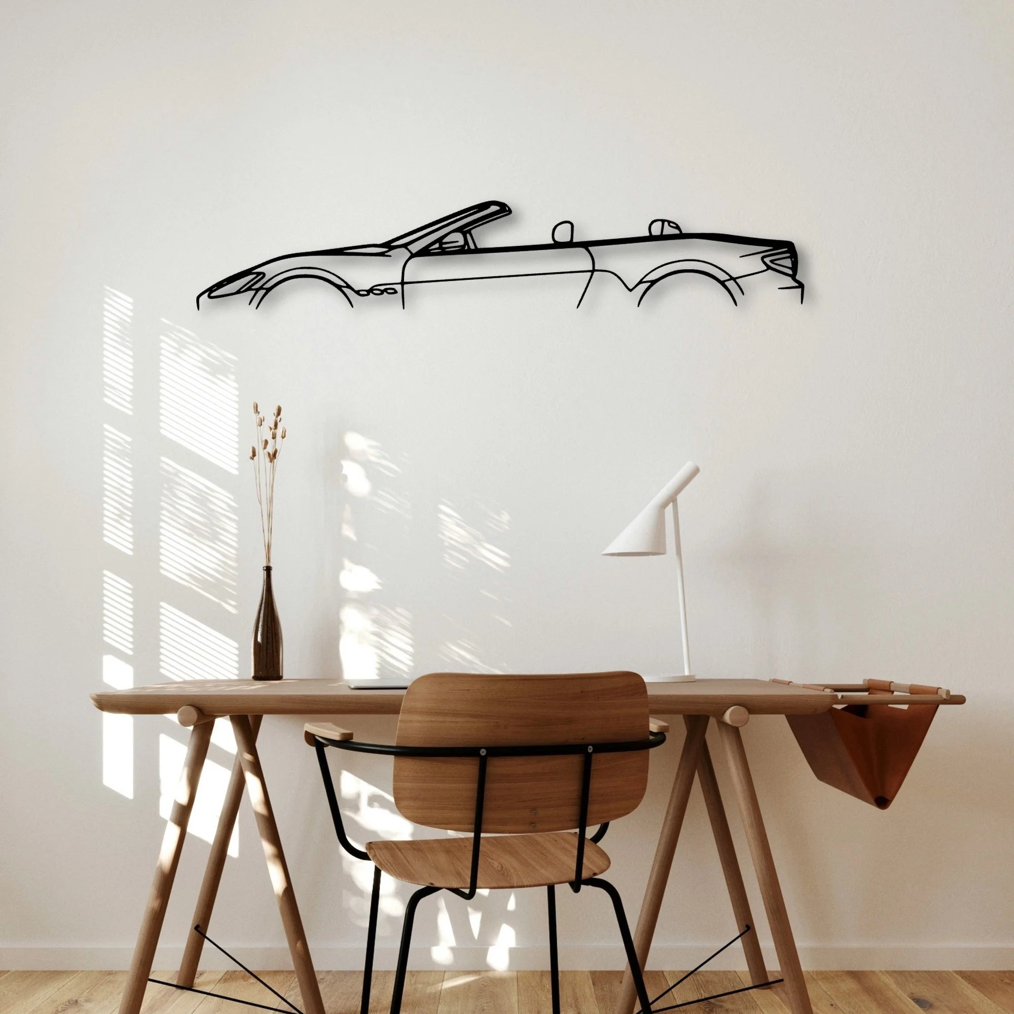 GT Convertible Classic Silhouette Metal Wall Art - Automotive Garage Decor