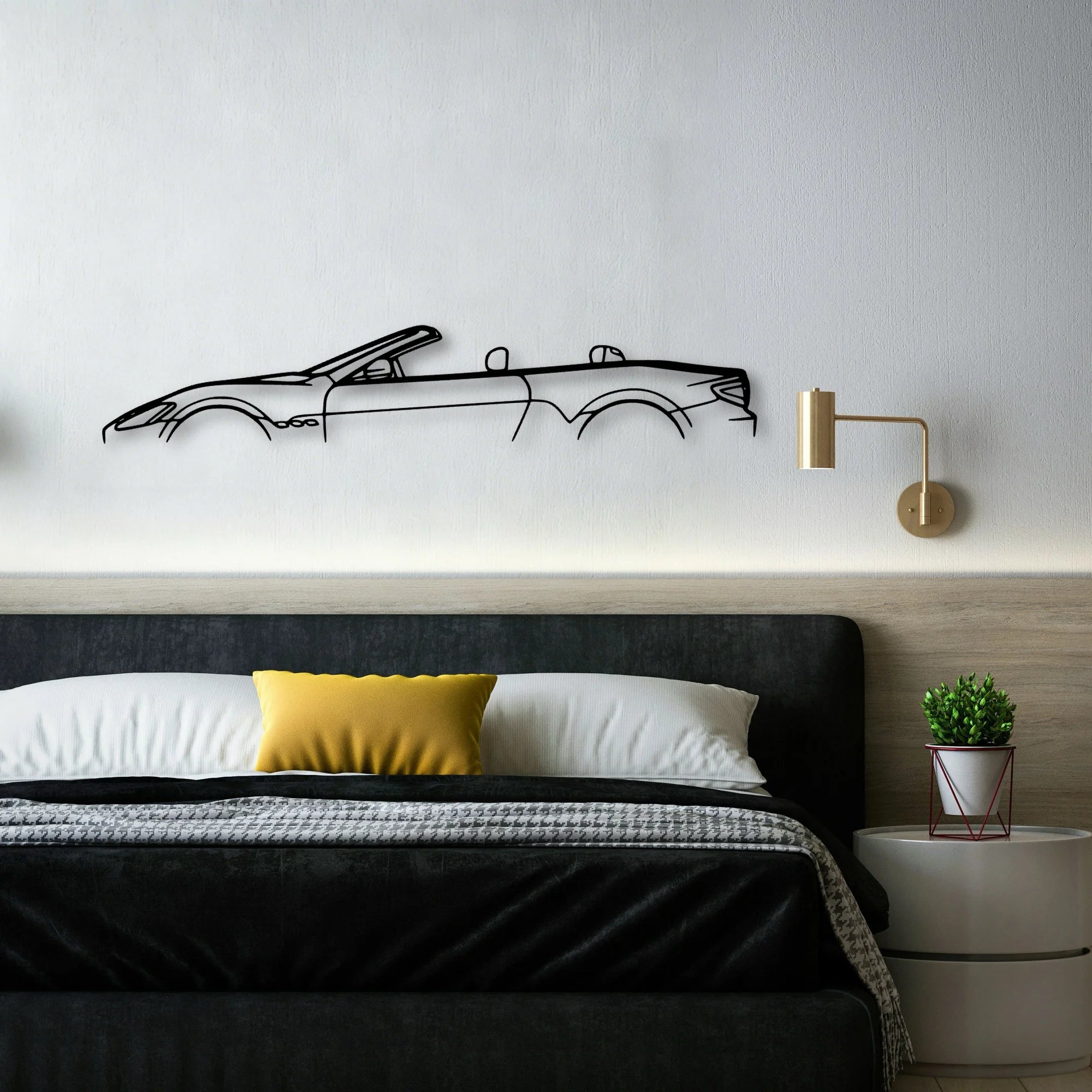 GT Convertible Classic Silhouette Metal Wall Art - Automotive Garage Decor