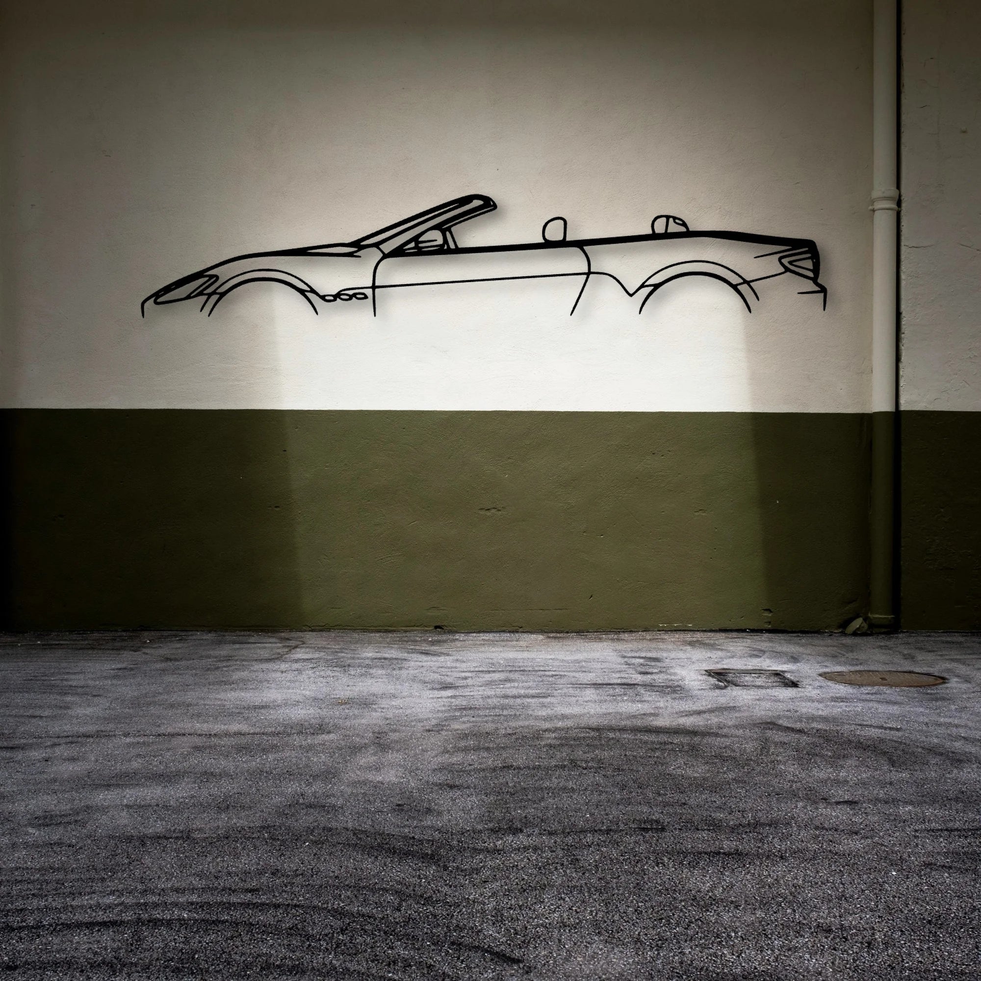 GT Convertible Classic Silhouette Metal Wall Art - Automotive Garage Decor