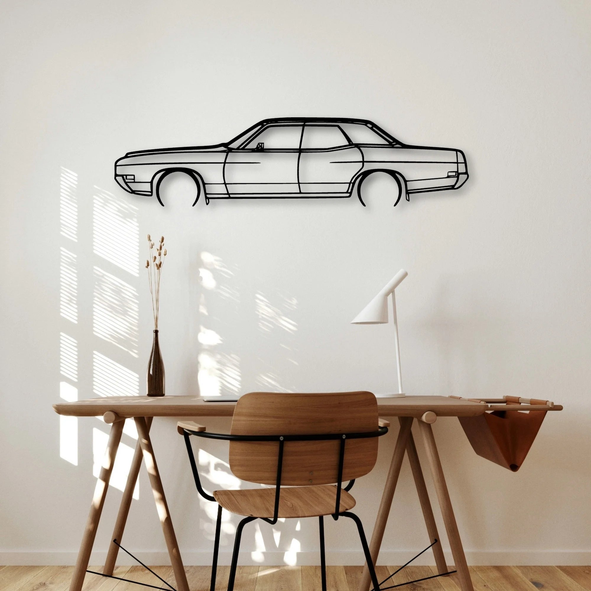 Galaxie 1971 Sedan Classic Silhouette Metal Wall Art - Automotive Garage Decor