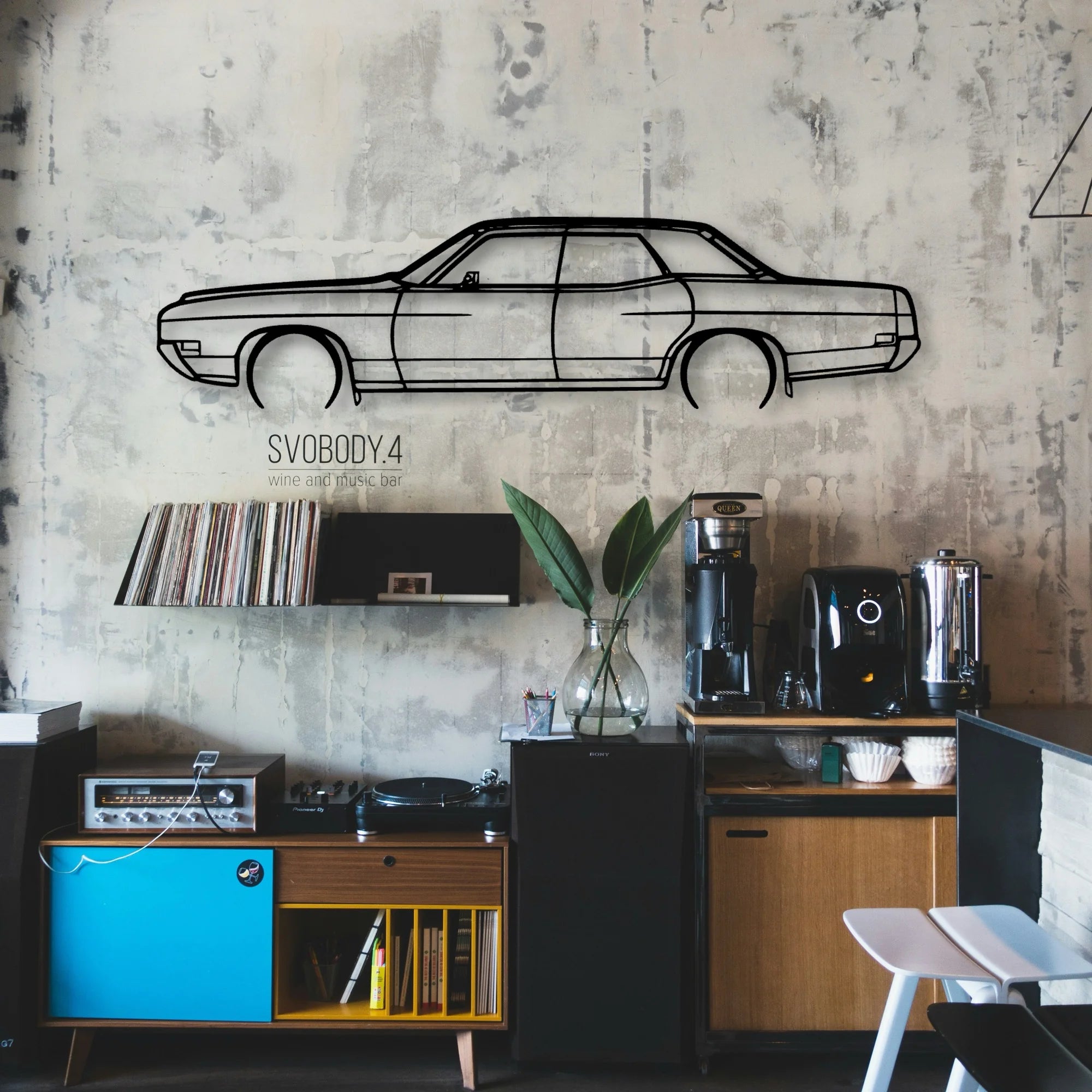 Galaxie 1971 Sedan Classic Silhouette Metal Wall Art - Automotive Garage Decor