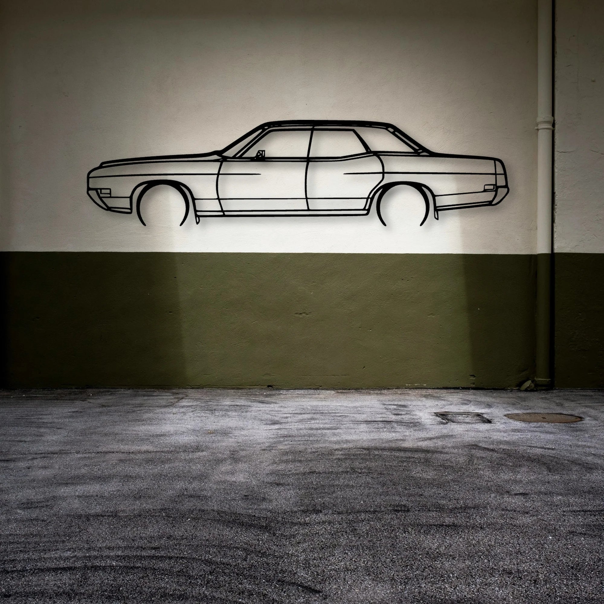 Galaxie 1971 Sedan Classic Silhouette Metal Wall Art - Automotive Garage Decor