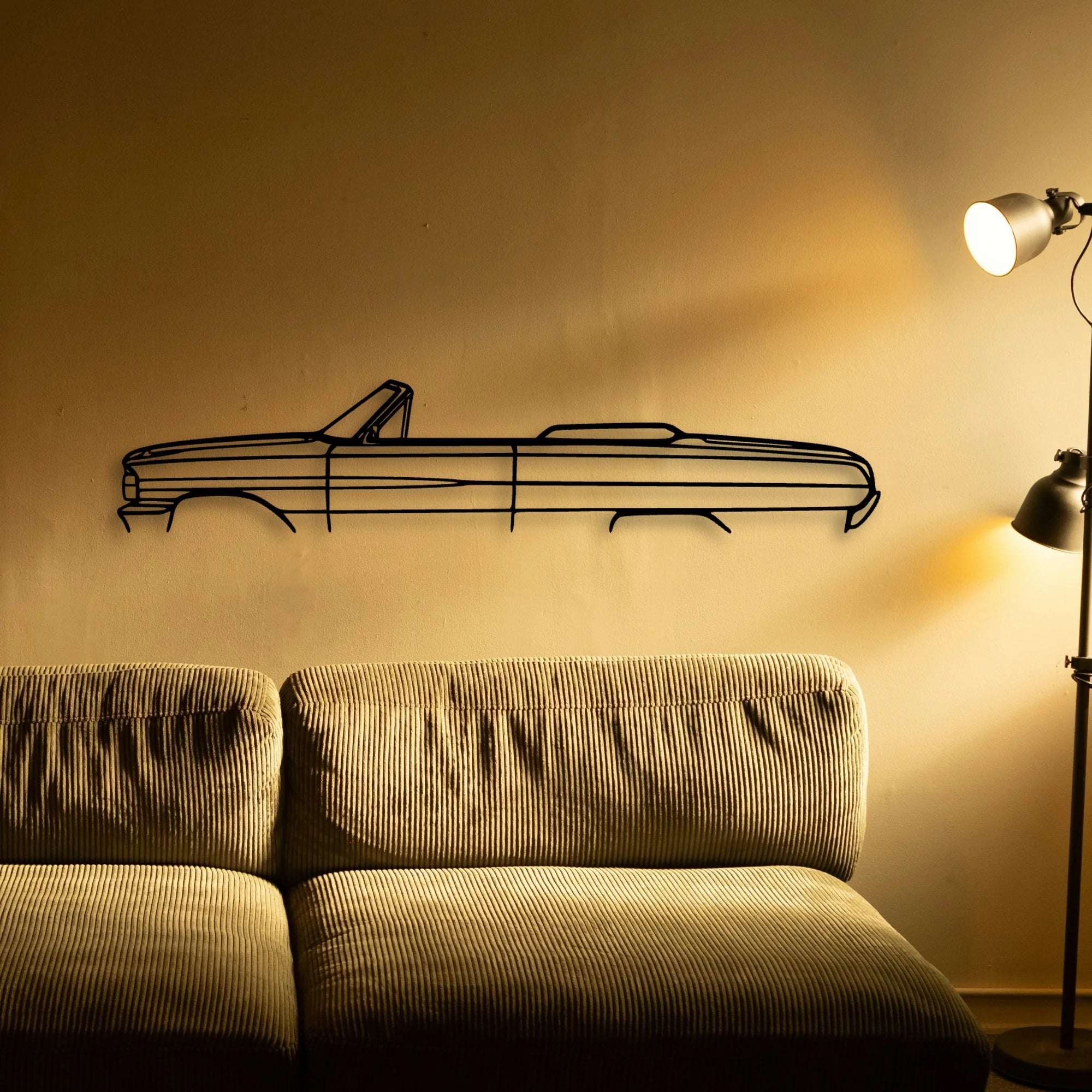 Galaxie Convertible 1964 Classic Silhouette Metal Wall Art - Automotive Garage Decor