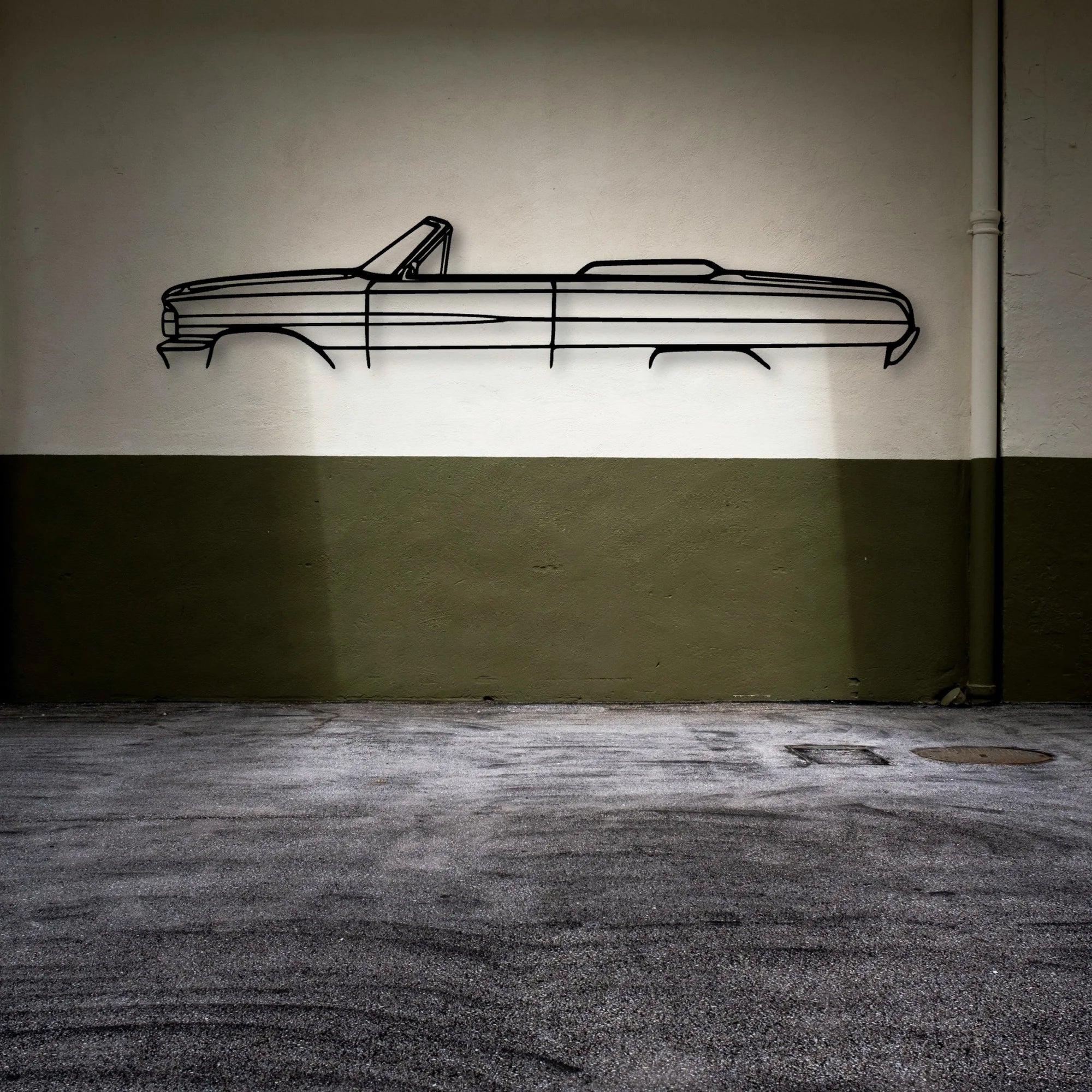 Galaxie Convertible 1964 Classic Silhouette Metal Wall Art - Automotive Garage Decor