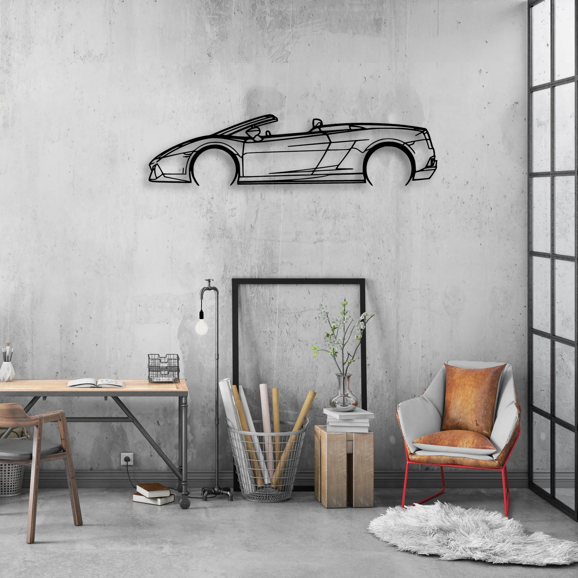 Gallardo Spyder 2012 Classic Silhouette Metal Wall Art - Automotive Garage Decor