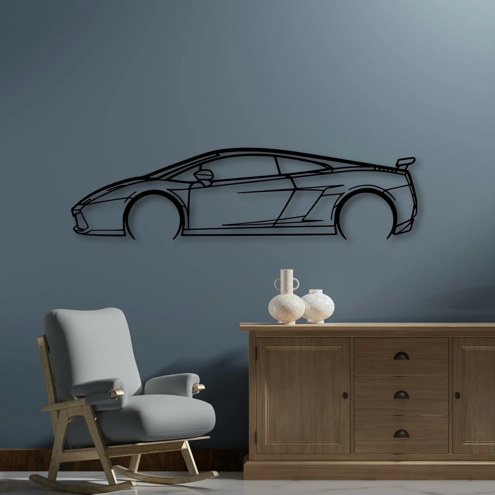 Gallardo Superleggera 2007 2 Classic Silhouette Metal Wall Art - Automotive Garage Decor