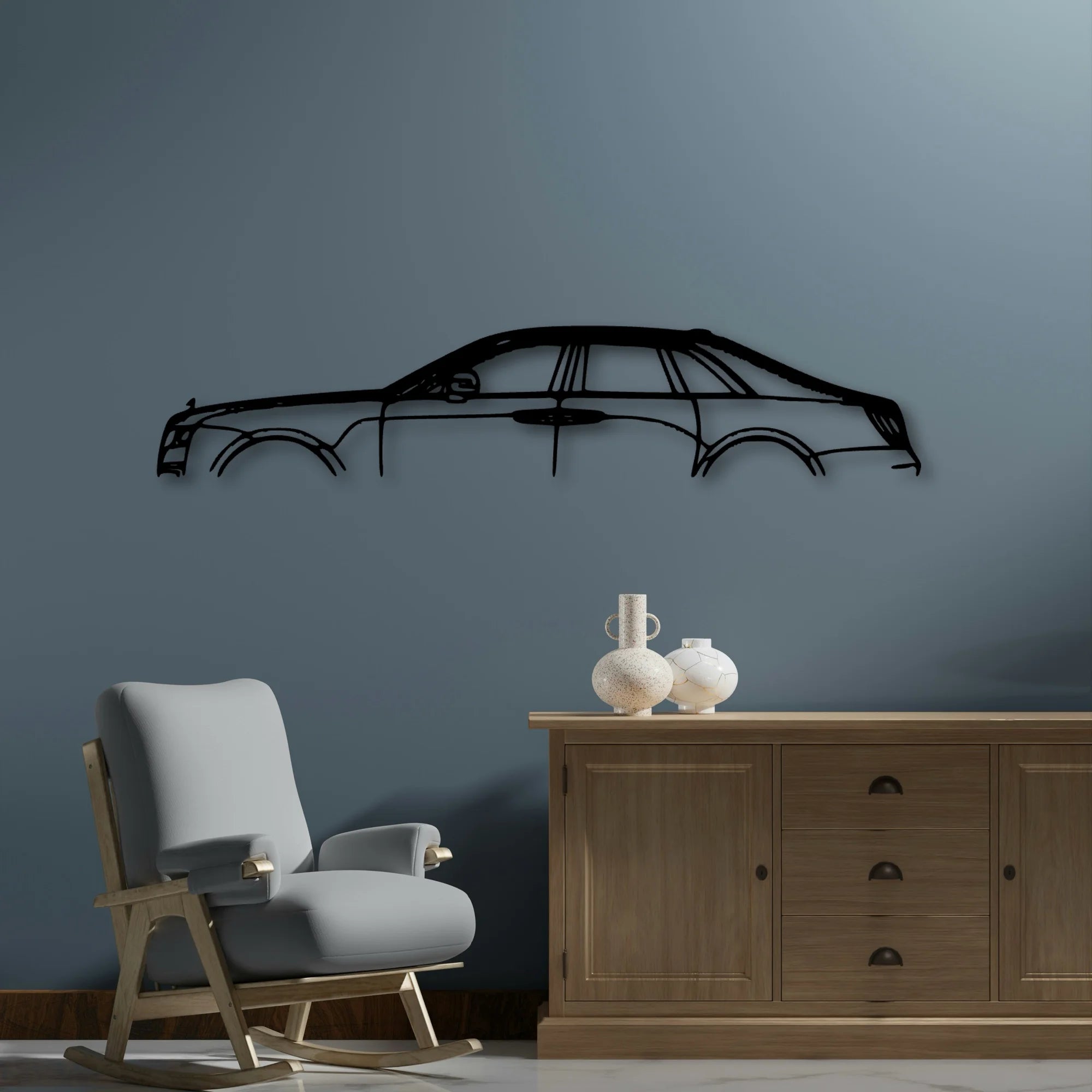 Ghost Black 2022 Classic Silhouette Metal Wall Art - Automotive Garage Decor