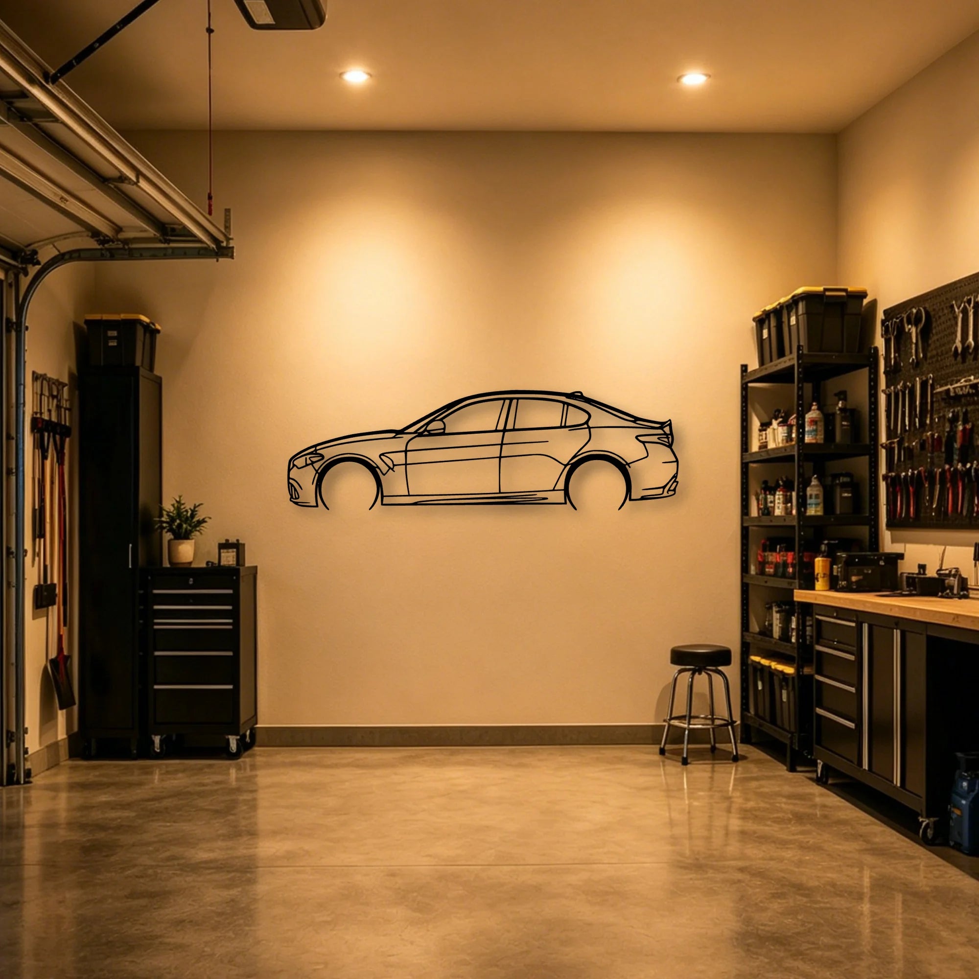 Giulia 2 Classic Silhouette Metal Wall Art - Automotive Garage Decor