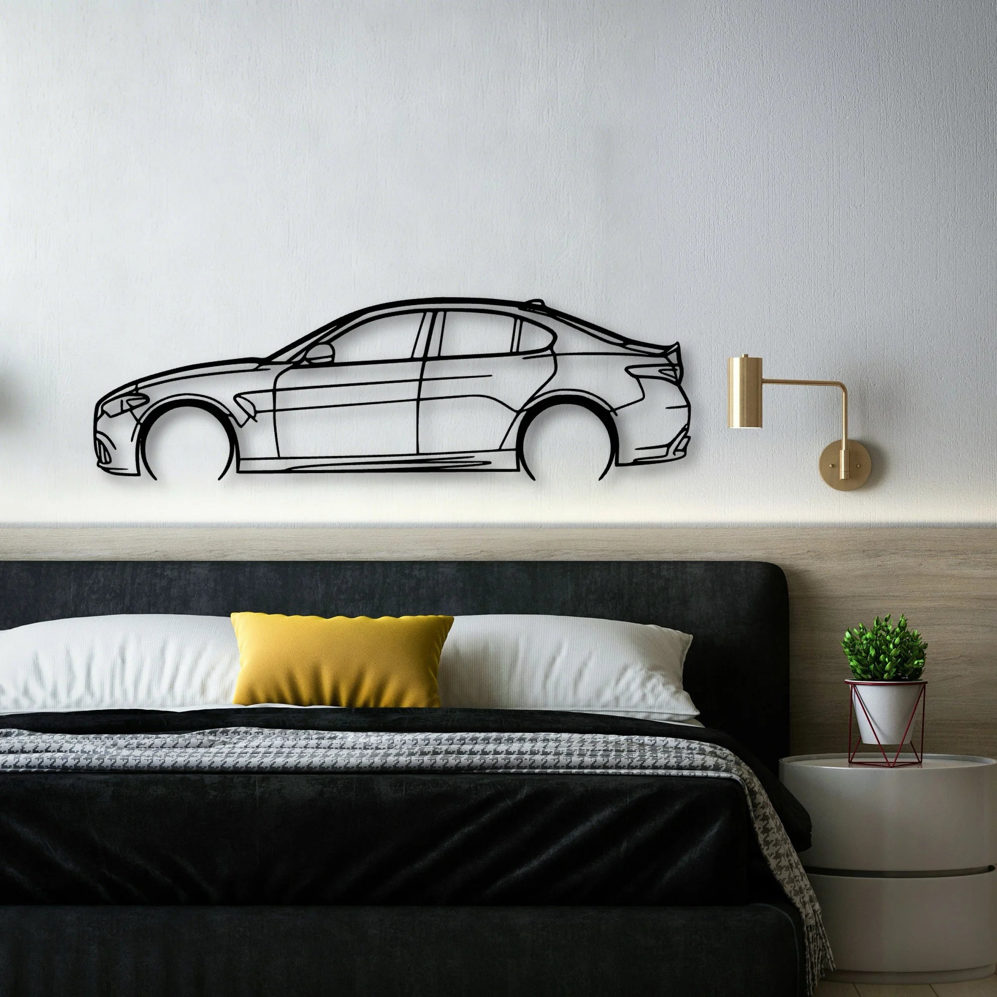 Giulia 2 Classic Silhouette Metal Wall Art - Automotive Garage Decor