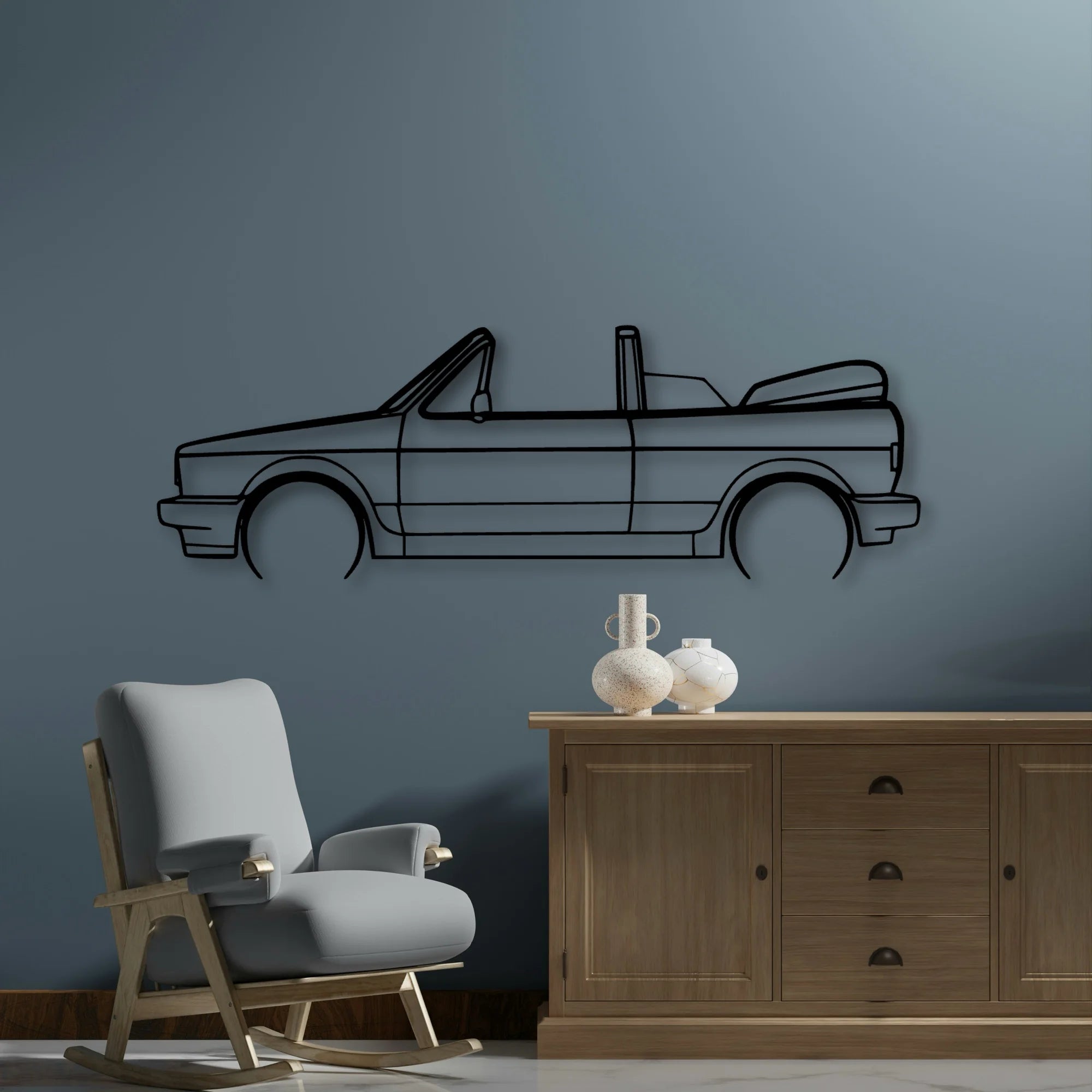 Golf 1 Sportline Cabriolet Classic Silhouette Metal Wall Art - Automotive Garage Decor