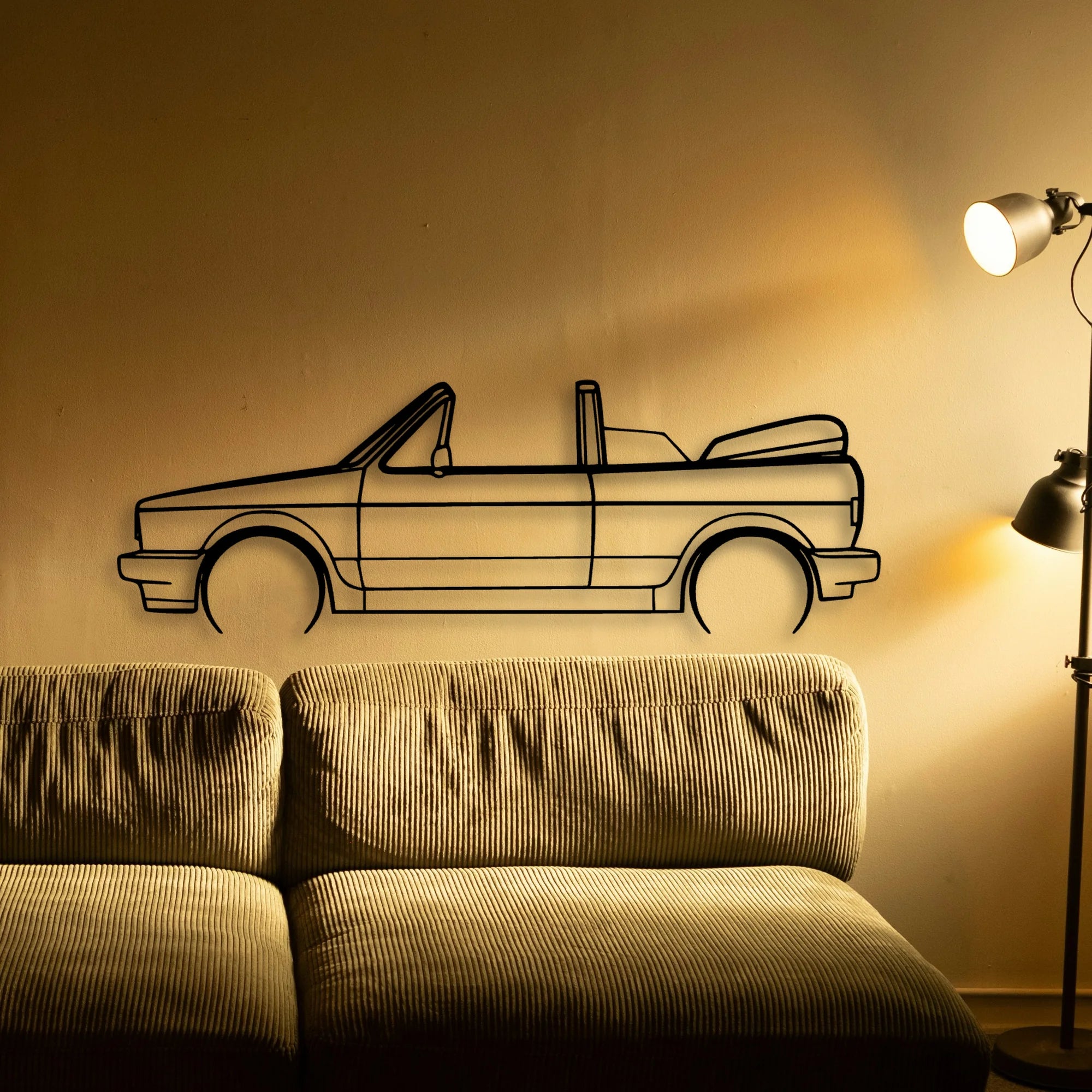 Golf 1 Sportline Cabriolet Classic Silhouette Metal Wall Art - Automotive Garage Decor