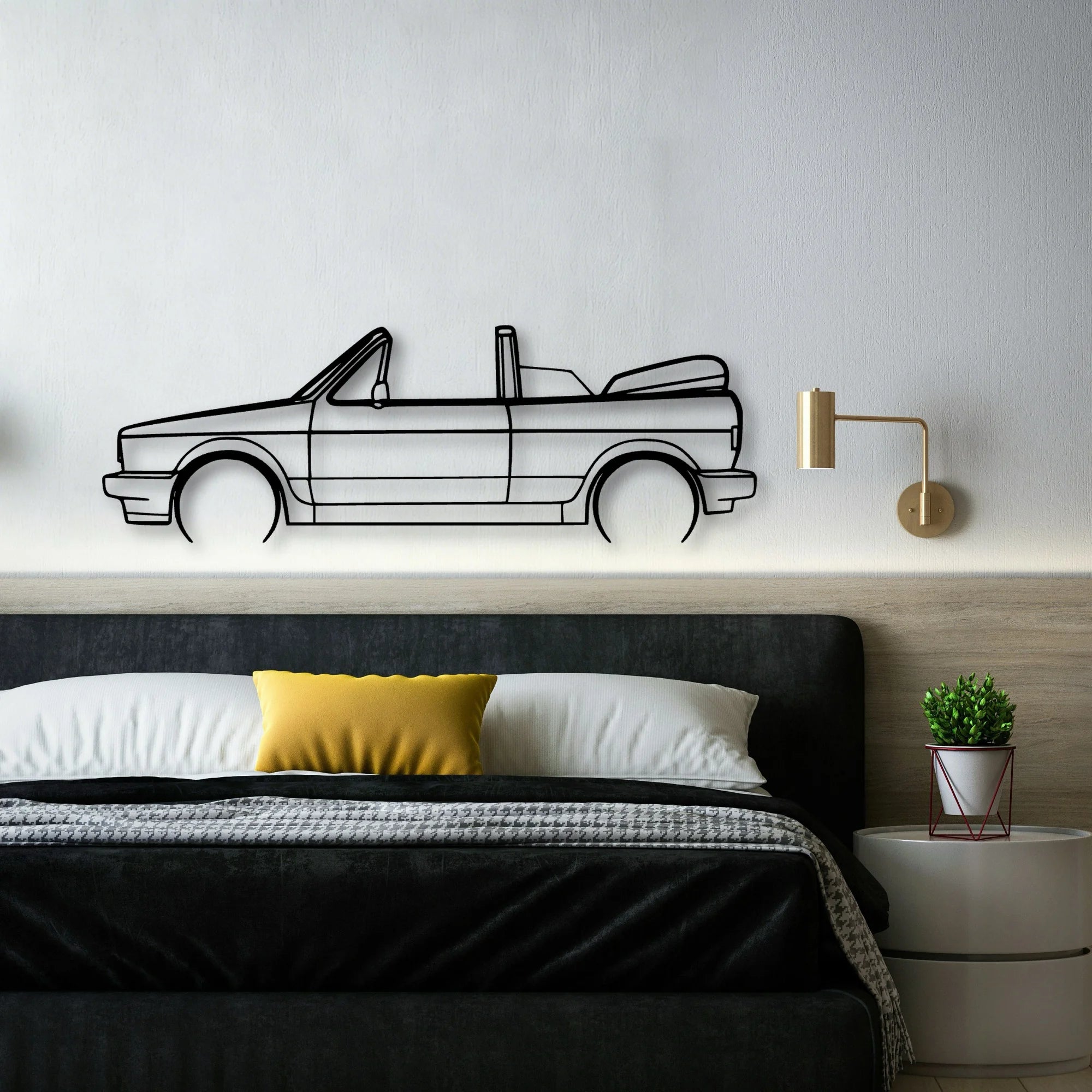 Golf 1 Sportline Cabriolet Classic Silhouette Metal Wall Art - Automotive Garage Decor