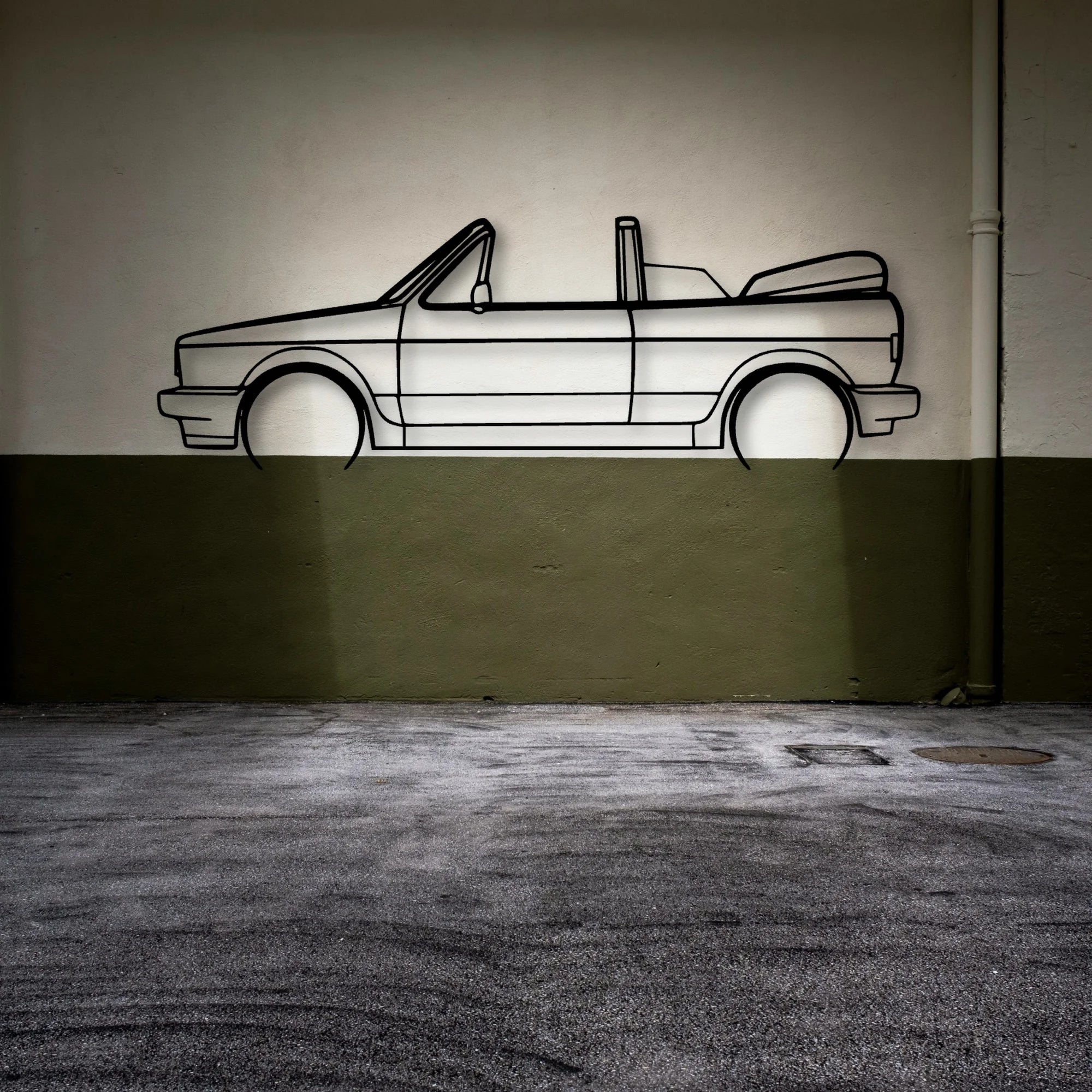Golf 1 Sportline Cabriolet Classic Silhouette Metal Wall Art - Automotive Garage Decor