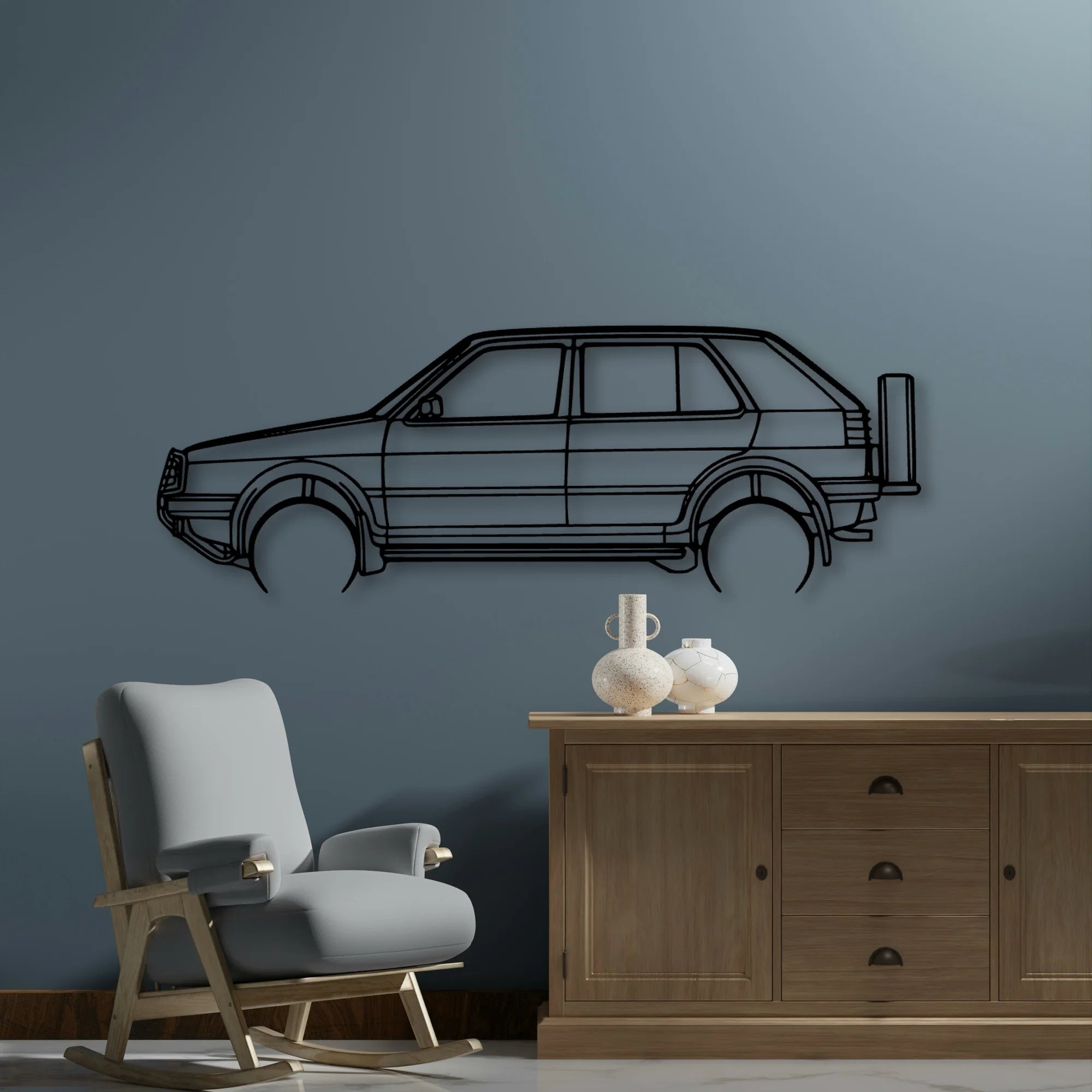 Golf 2 Country 1991 Classic Silhouette Metal Wall Art - Automotive Garage Decor