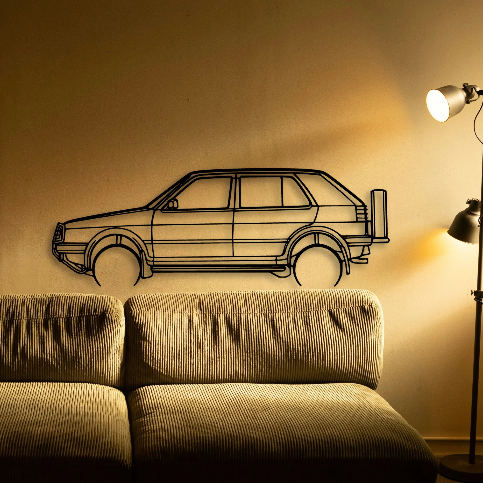 Golf 2 Country 1991 Classic Silhouette Metal Wall Art - Automotive Garage Decor