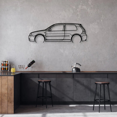 Golf 4 R32 2 Classic Silhouette Metal Wall Art - Automotive Garage Decor
