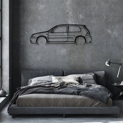 Golf 4 R32 2 Classic Silhouette Metal Wall Art - Automotive Garage Decor