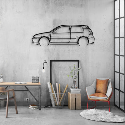 Golf 4 R32 2 Classic Silhouette Metal Wall Art - Automotive Garage Decor